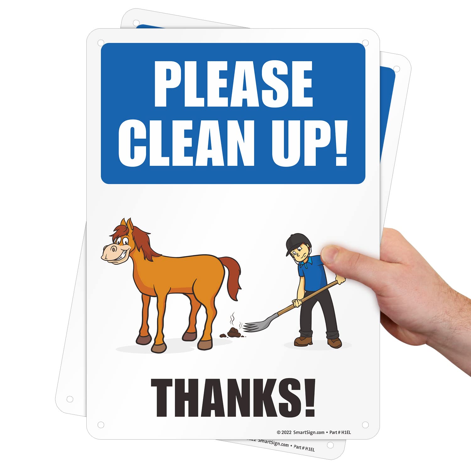 SmartSign (2-Pack) 14x10 Inch Horse Poop Clean Up Sign - Durable 55 mil HDPE Plastic, Weatherproof, Multicolor Digital Printing - Made in USA - Perfect for Farms, Stables & Equestrian Centers