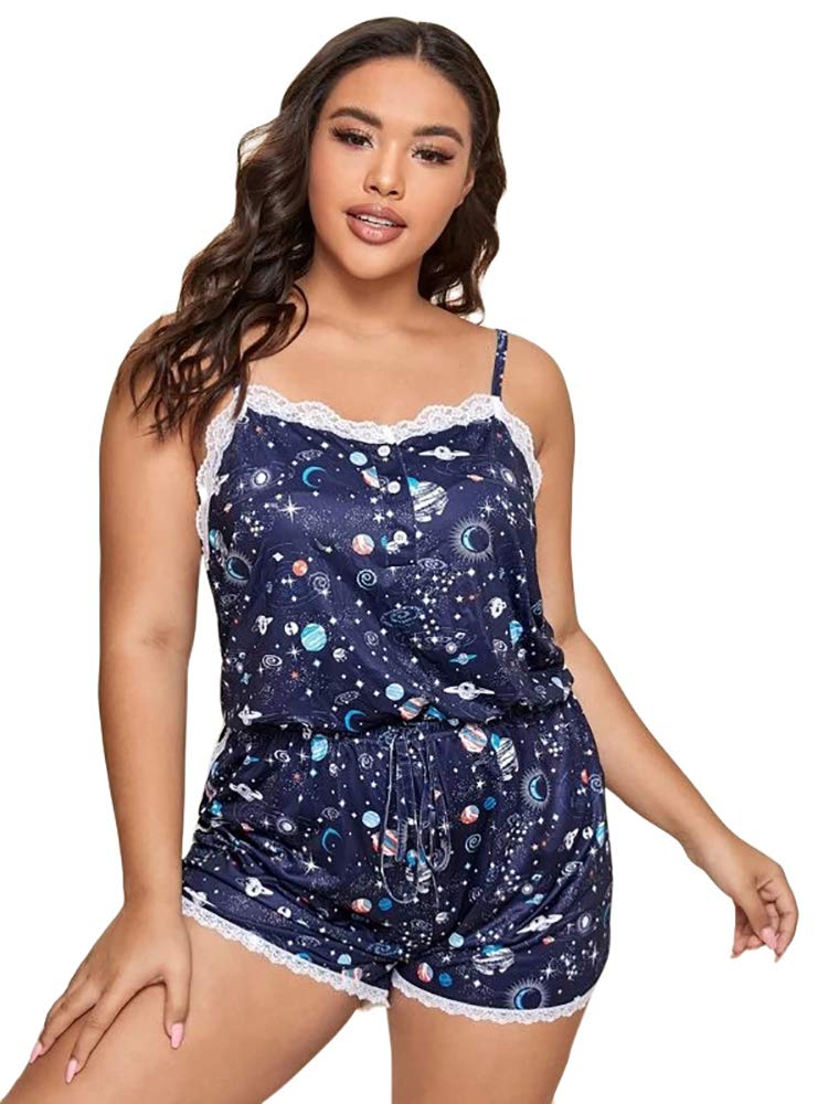GERINLY Plus Size Sleep Pajama Set - Summer Cami Shorts for Women | Lounge & Home Wear