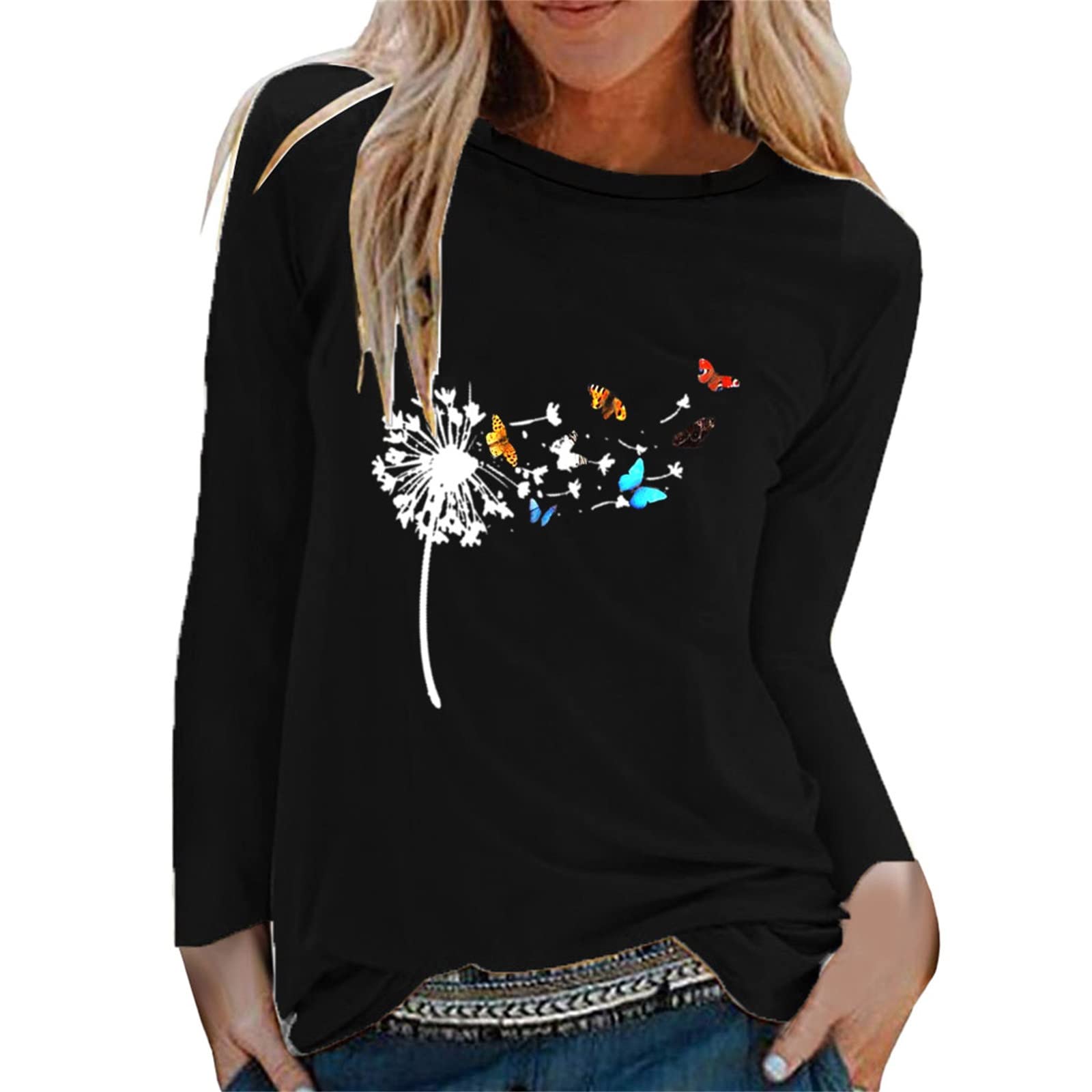 Women's Long Sleeve Casual Crew Neck Pullover Sweatshirt - Loose Fit Tunic T-Shirt for Work & Everyday Wear | Comfortable Office & Lounge Wear