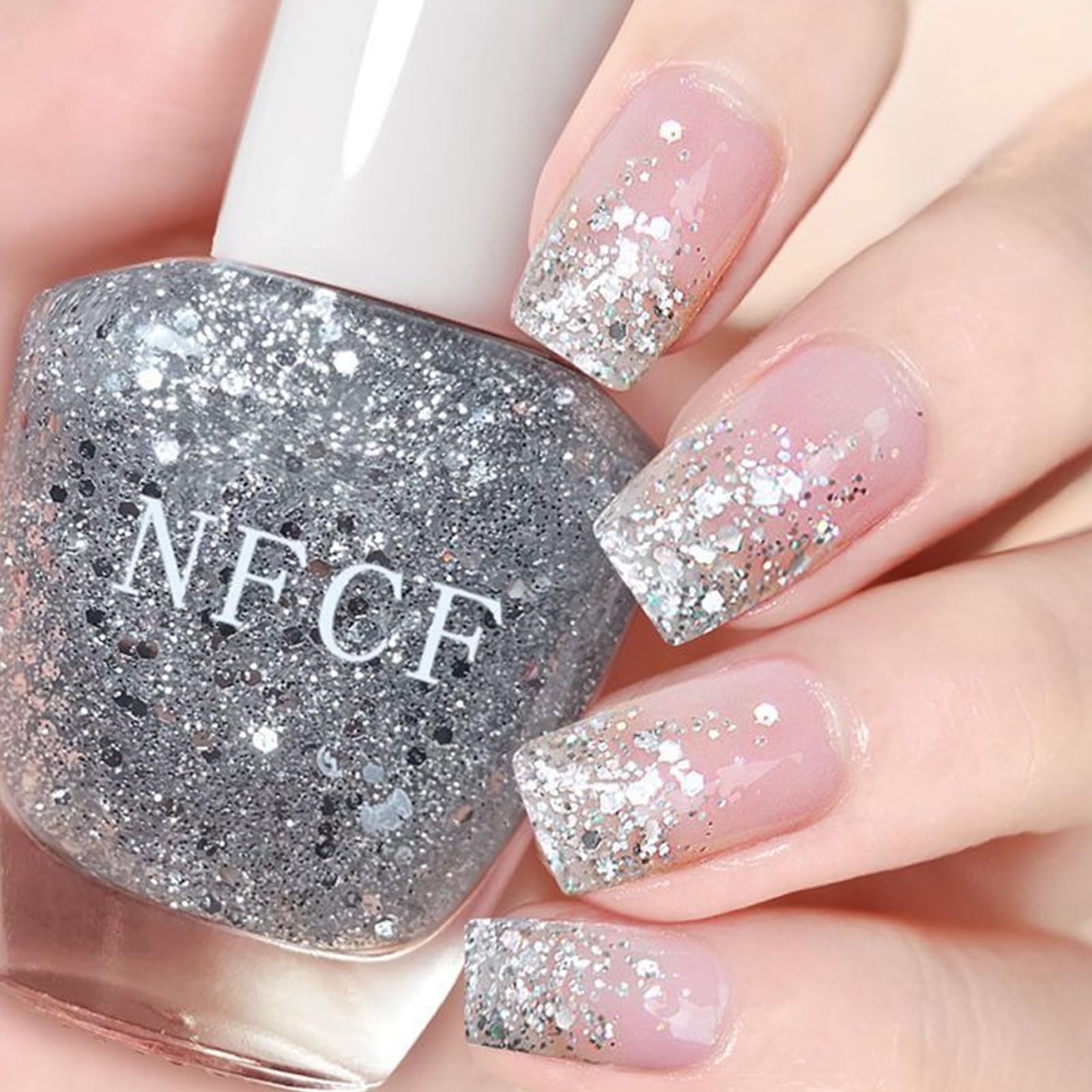 Glitter Nail Polish - Silver Sparkle Nail Polish with Diamond Flash Effect | Quick Dry, Long Lasting & Air Dry Formula | Perfect for Women's Manicure, DIY Nail Art & Special Occasions