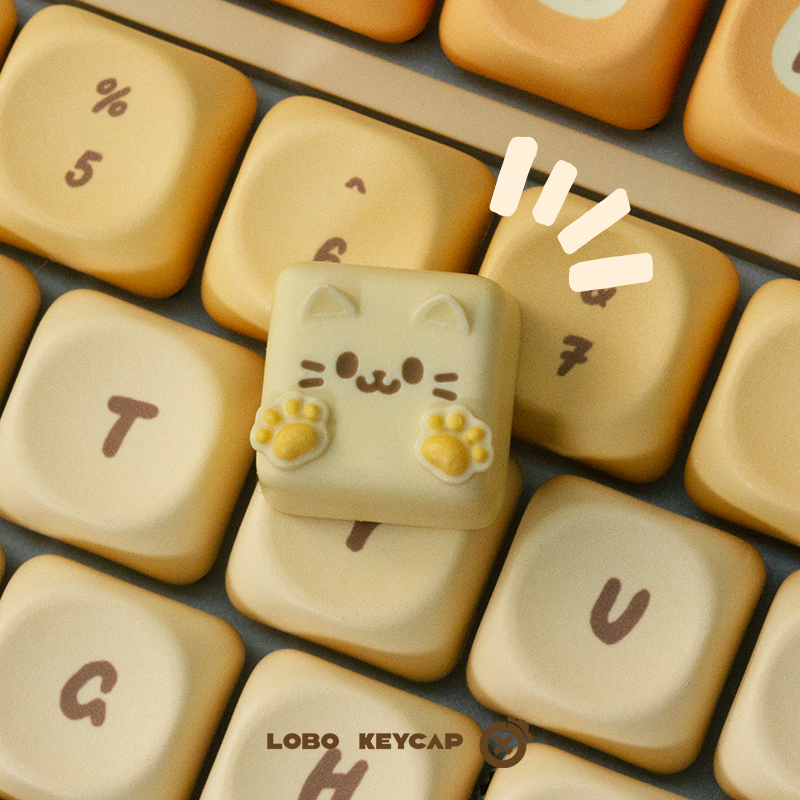 Custom MEOW Themed Resin Art Keycaps - Personalized Design for Mechanical Keyboards - Perfect for Gaming, Typing & Decoration