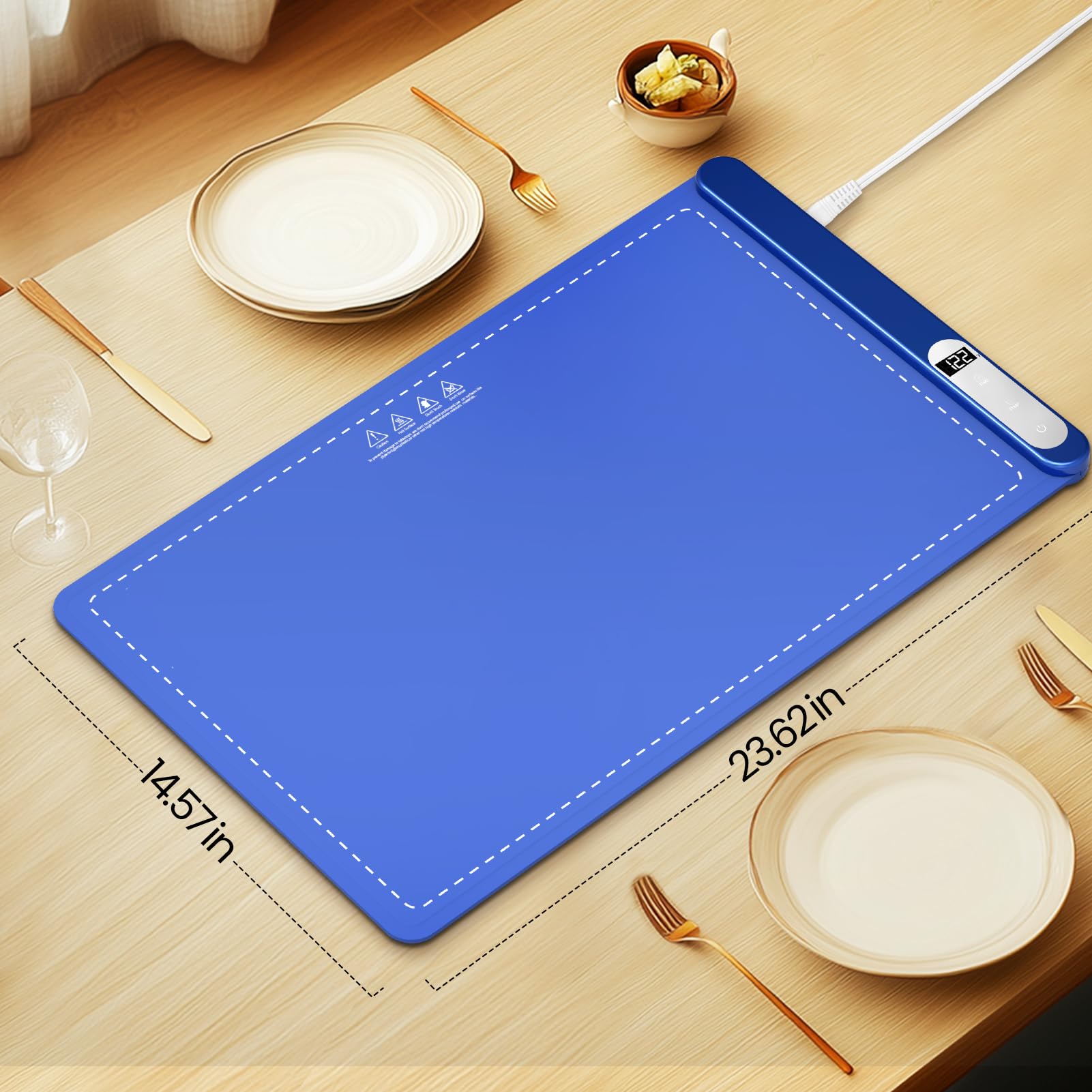 Electric Warming Tray with 6H Timer - Full Surface Heating Food Warmer, 6 Temperature Settings Portable Warming Mat for Buffet, Parties, Office & Home Use - Silicone Heating Mat for Keeping Meals Warm at Dinner Parties, Holiday Gatherings & Everyday Dining