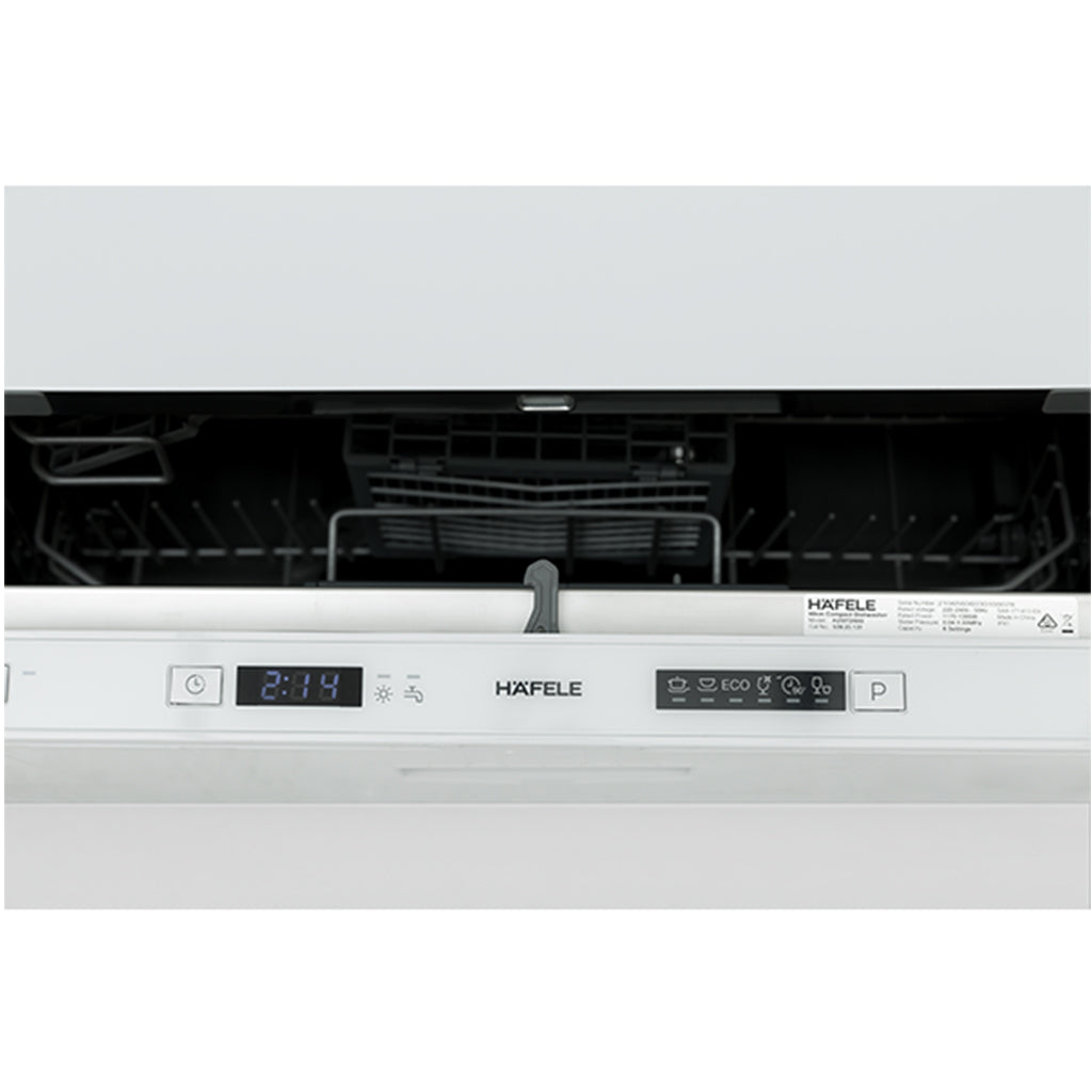 Hafele Compact Dishwasher - 18 Inch Built-In Dishwasher with 8 Place Settings, Energy Star Certified for Small Kitchens & Apartments - Perfect for Studio Living, RV, Office Breakroom & Tiny Homes