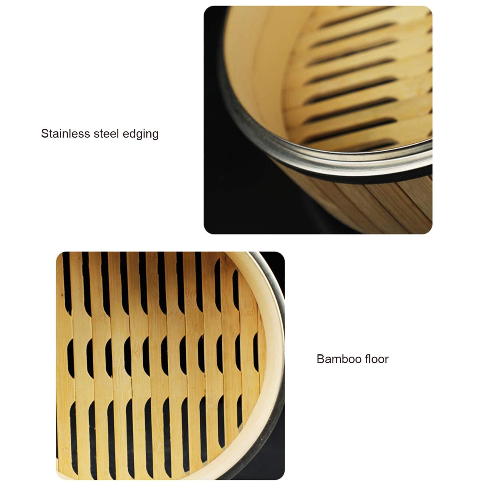 3-Tier Bamboo Steamer Basket with Lid - Natural Round Chinese Dumpling & Dim Sum Cooker for Healthy Asian Cooking | Perfect for Steaming Vegetables, Buns, Fish & More