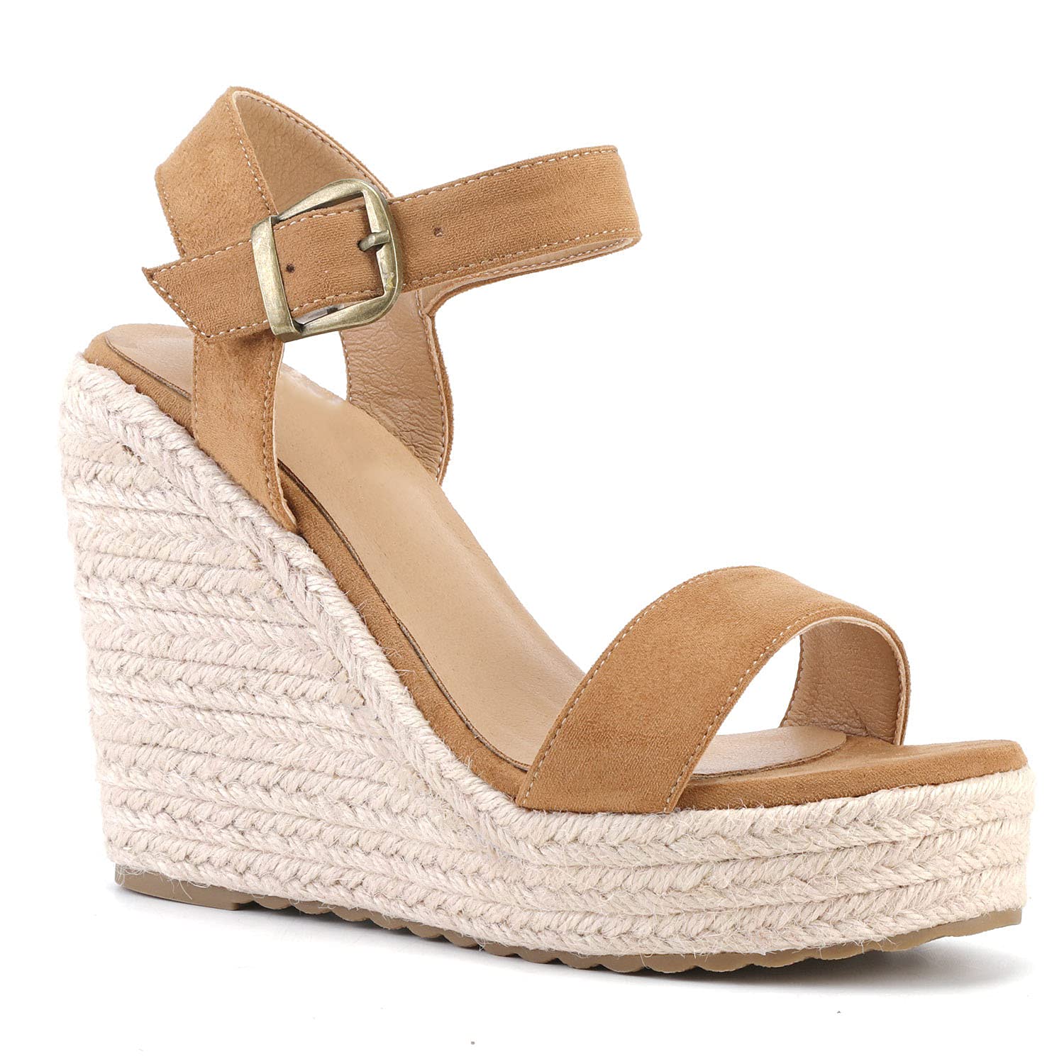 Women's Platform Wedge Sandals with Ankle Strap - Open Toe Summer Casual Straw Woven Shoes for Beach, Vacation & Everyday Wear