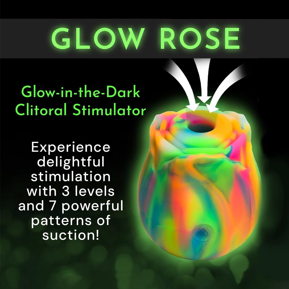Premium Rose Massager & Clit Stimulator - Glow in The Dark Vibrating Sex Toy for Women, USA Made - Perfect for Solo Play & Couples Intimacy, Nipple Suction Vibe Enhancer