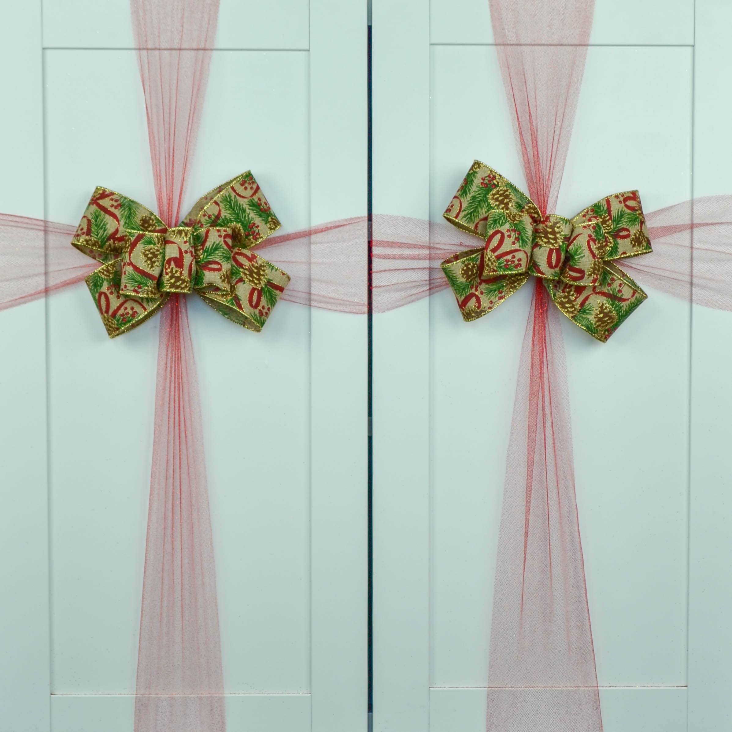 Christmas Cabinet Bows Set - 12 Pack Red Holiday Kitchen Decorations for Cabinets, Doors & Windows - Festive Christmas Decor for Home, Kitchen & Office