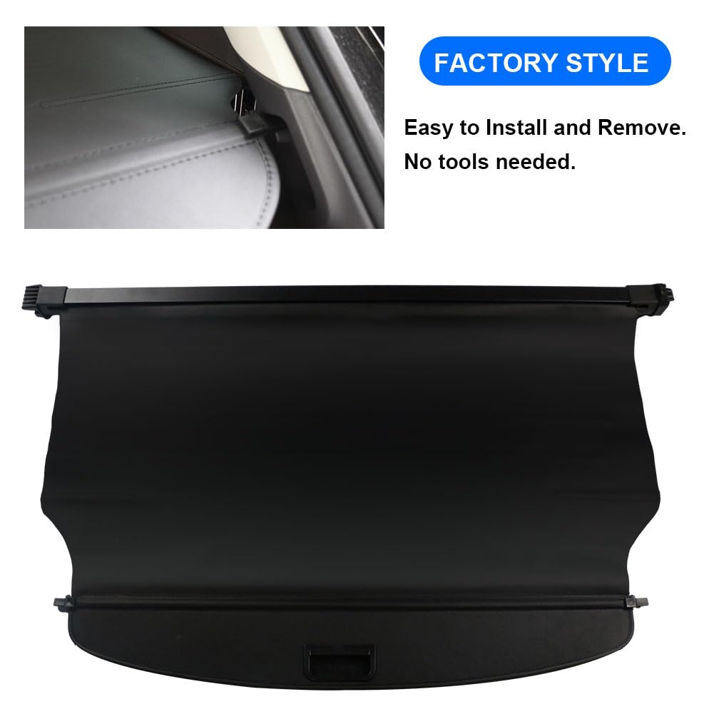 Black Cargo Cover for 2022-2025 Jeep Grand Cherokee 4XE (2 Row) - Waterproof Rear Trunk Shade & Luggage Security Protector - Perfect for Road Trips, Camping, and Outdoor Adventures