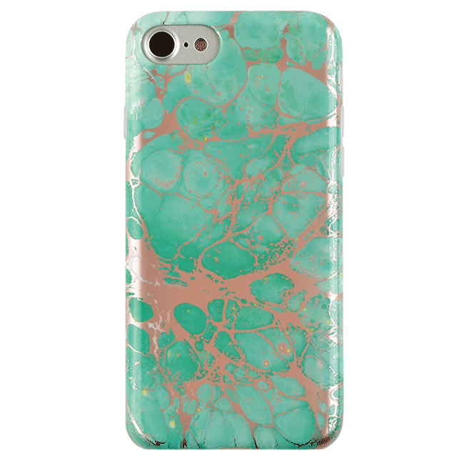 Turquoise Rose Gold Chrome iPhone Case - Stylish Protective Cover for iPhone 13/14/15 Pro Max - Trendy Fashion Accessory for Women & Girls - Perfect for Everyday Use, Travel & Gifting