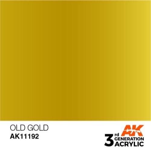 AK Interactive AK11192 Metallic Old Gold Acrylic Paint - 17ml Bottle (3rd Generation) for Model Kits, Miniatures & DIY Crafts - Premium Metallic Finish for Scale Models, Warhammer & Cosplay Props