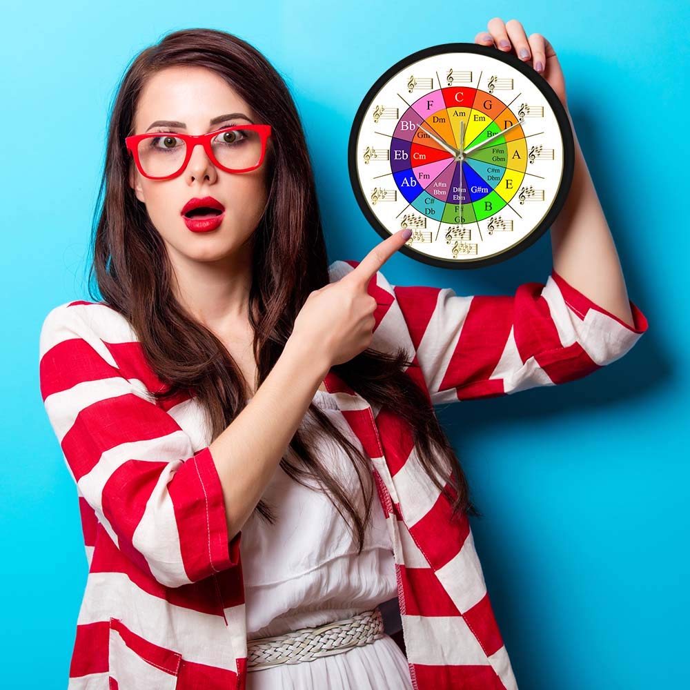 Geek Alerts Circle of Fifths Music Theory Wall Clock - Colorful LED Night Light with Sound Control, Wheel of Harmony Equations for Musicians, Silent Non-Ticking Watch | Perfect for Music Studios, Classrooms & Bedrooms