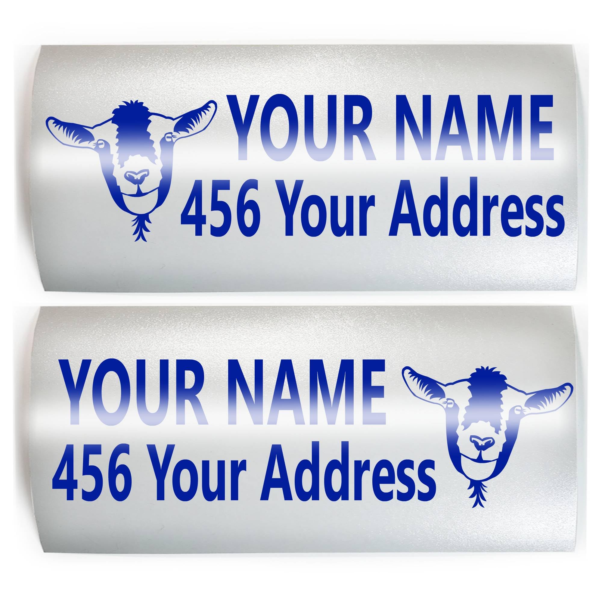 Custom Address & Color Vinyl Decal Stickers - Set of 2 Mailbox Goat Designs - Weatherproof Outdoor Decals for Mailboxes, Windows, and DIY Home Decor
