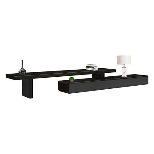 Black Glossy MDF TV Stand with 3 Storage Drawers - Extendable Entertainment Center for Living Room, Bedroom & Home Theater Setup