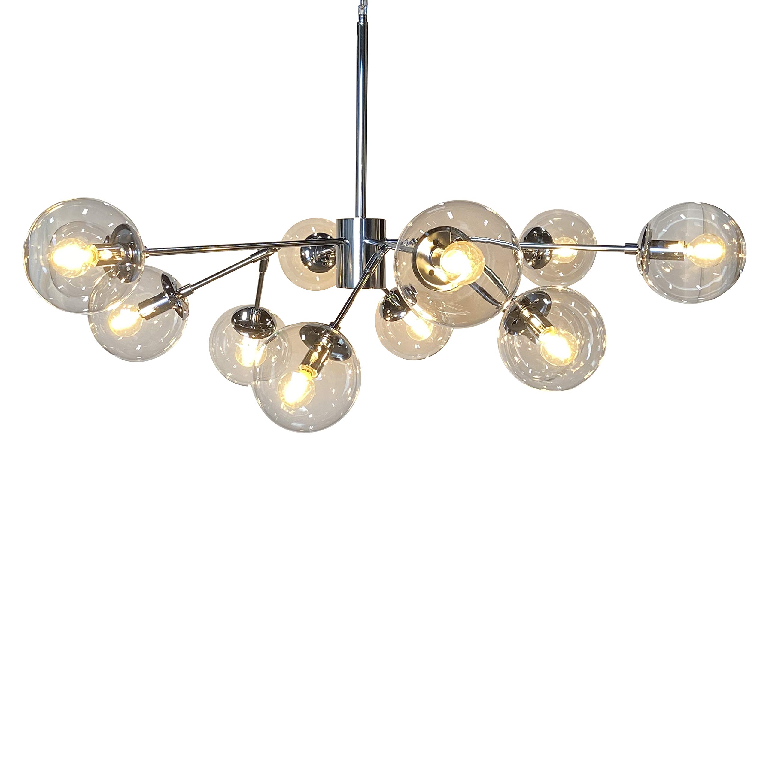 Elegant 12-Light Clear Glass Globe Chandelier with Chrome Finish - Perfect for Dining Room, Kitchen Island, or Entryway Lighting