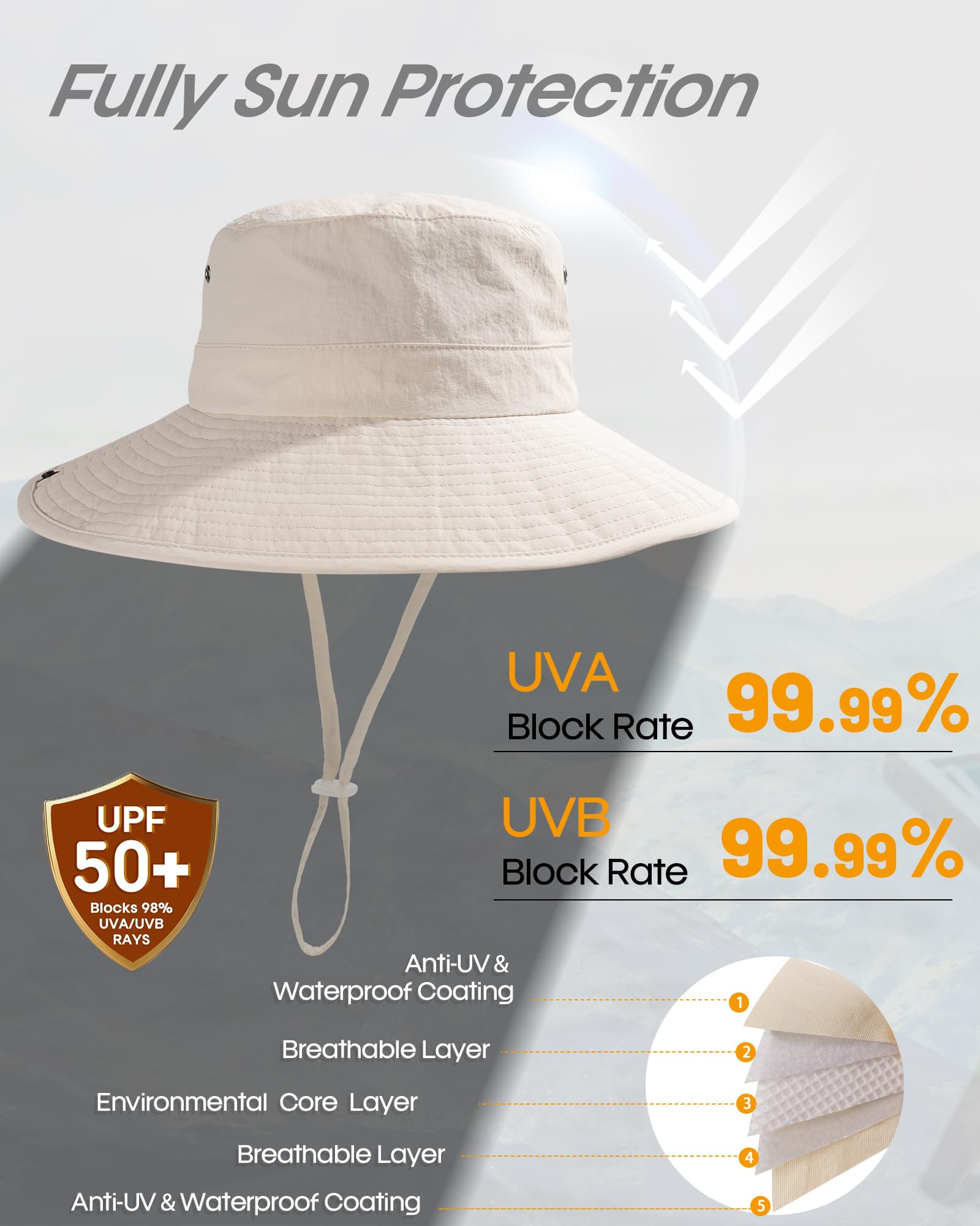 FURTALK Women's Sun Hat with Ponytail Hole - UPF 50+ Wide Brim Beach Bucket Hat for Fishing, Hiking & Outdoor Activities - Perfect for Summer Vacations, Beach Trips and Gardening