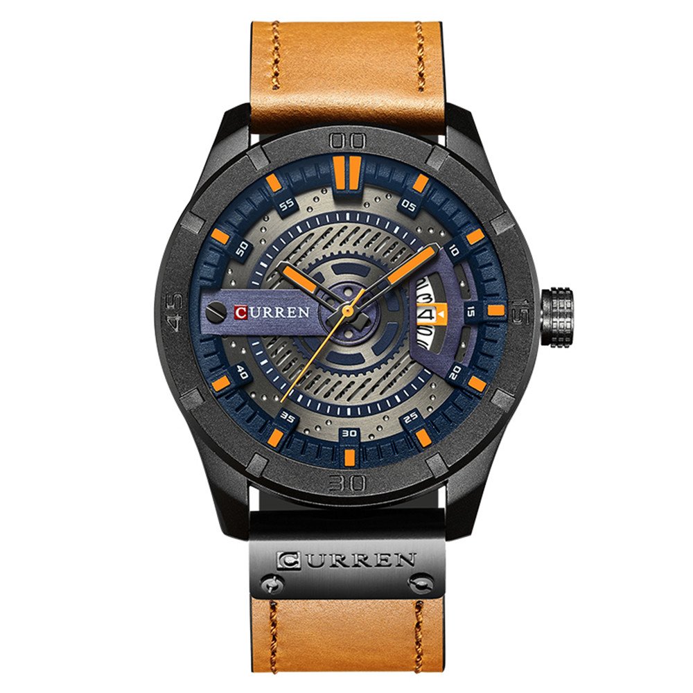 Curren Men's Quartz Leather Watch with Date Display - Waterproof Wristwatch for Business, Casual & Outdoor Activities