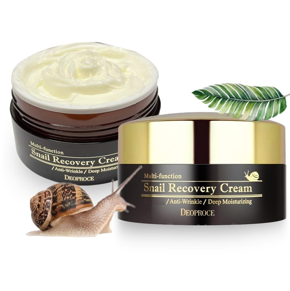 Deoproce Snail Recovery Cream with Snail Mucus Extract - Korean Anti-Aging Skincare, Wrinkle Repair & Deep Hydration Face Moisturizer - Perfect for Daily Skincare Routine & Nighttime Nourishment