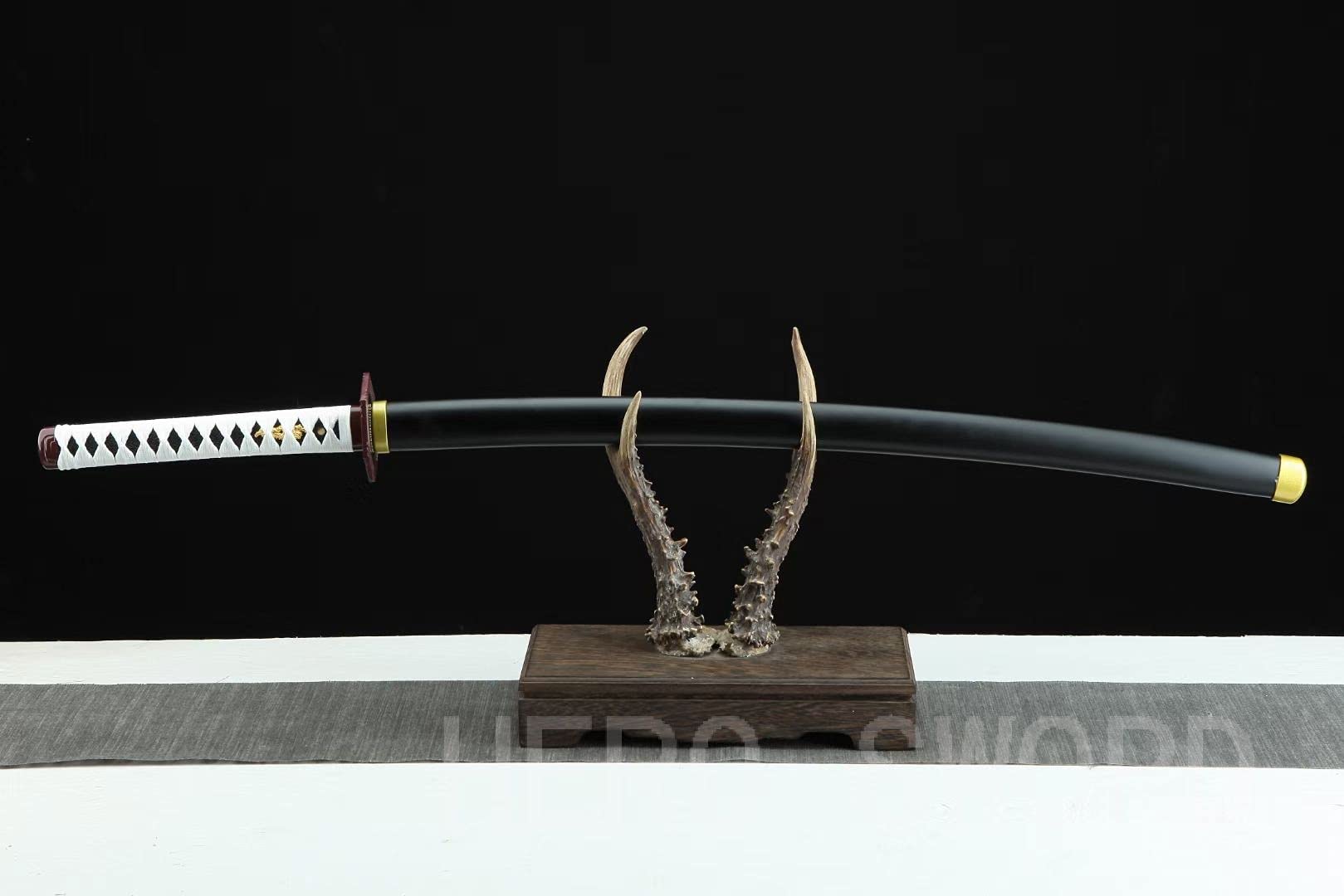 HERO SWORD Japanese Anime Katana - Hand Forged 1045 Carbon Steel Samurai Sword, Full Tang Handmade Sharp Blade - Demon Slayer Replica Sword for Cosplay, Martial Arts Training & Anime Collection