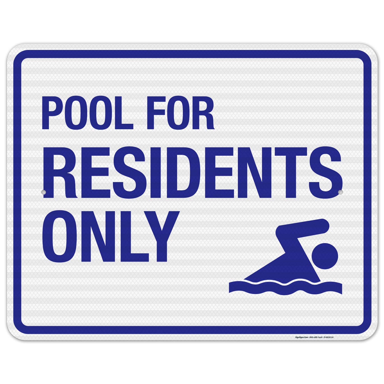3M EGP Reflective .080 Aluminum Pool Sign - 'Residents Only' 24x30 Inches - Fade Resistant for Indoor & Outdoor Use - Made in USA - Perfect for Community Pools, Private Residences & HOA Regulations