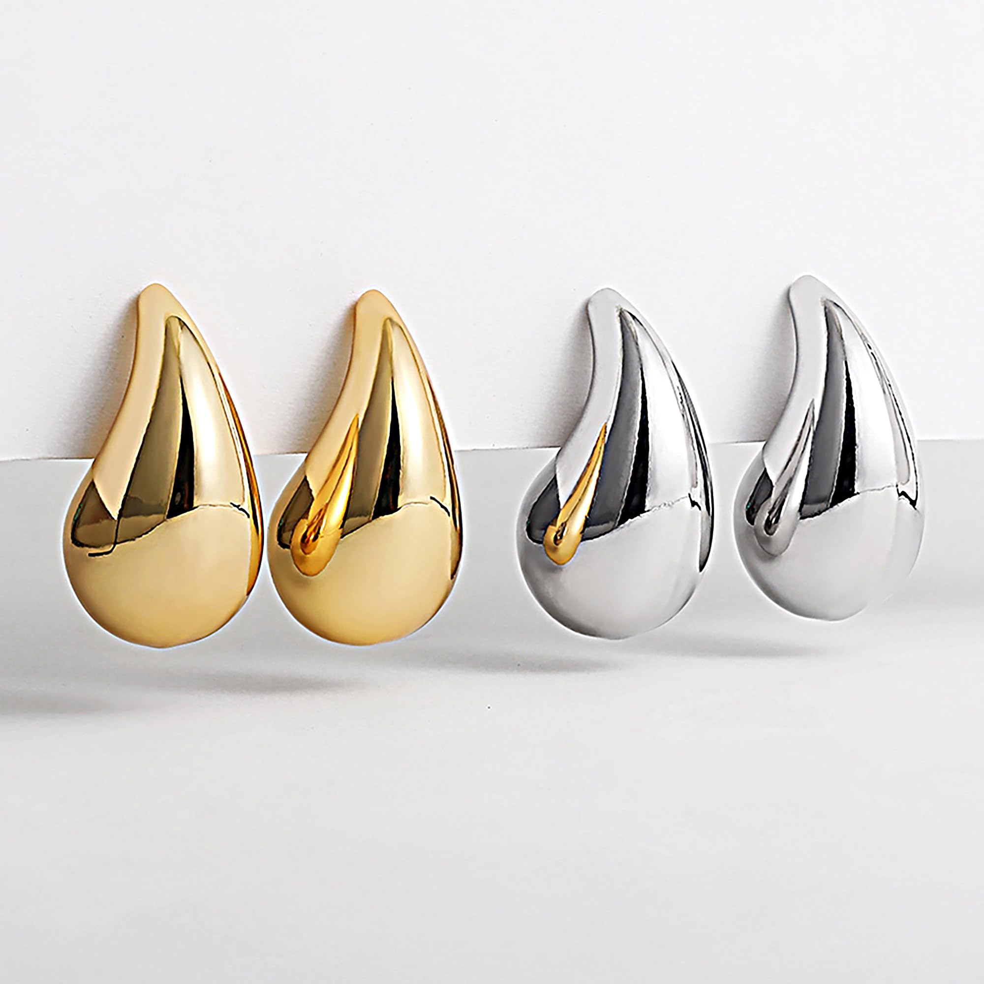 SLOONG Chunky Gold Teardrop Dangle Earrings for Women - 18K Gold Plated Lightweight Hypoallergenic Jewelry with 925 Sterling Silver Earring Needles | Perfect for Parties, Weddings & Everyday Wear