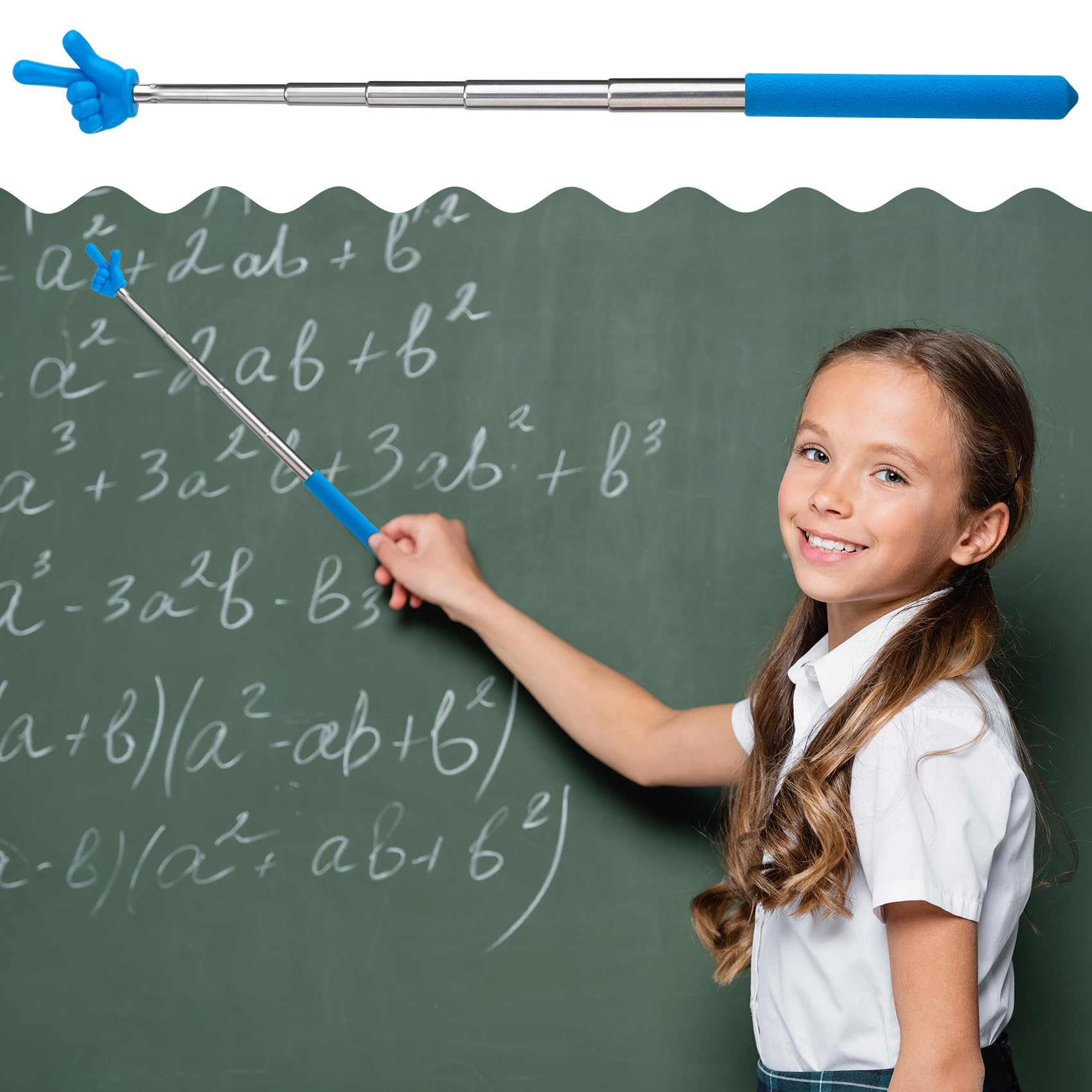 Retractable Teacher Pointer Sticks (2-Pack) - Blue & Pink for Classroom Reading