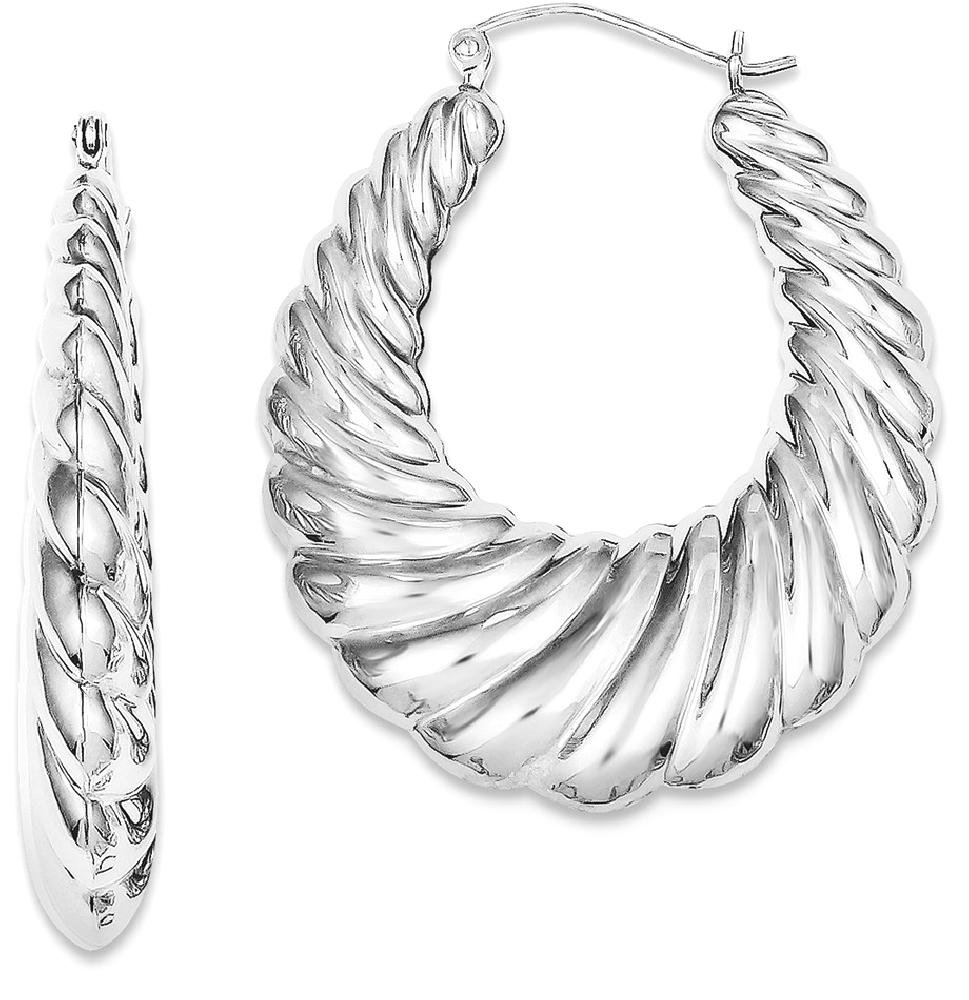 925 Sterling Silver Shrimp Oval Large Hoop Earrings for Women - Elegant Dangle Drop Earrings for Party, Wedding & Everyday Wear