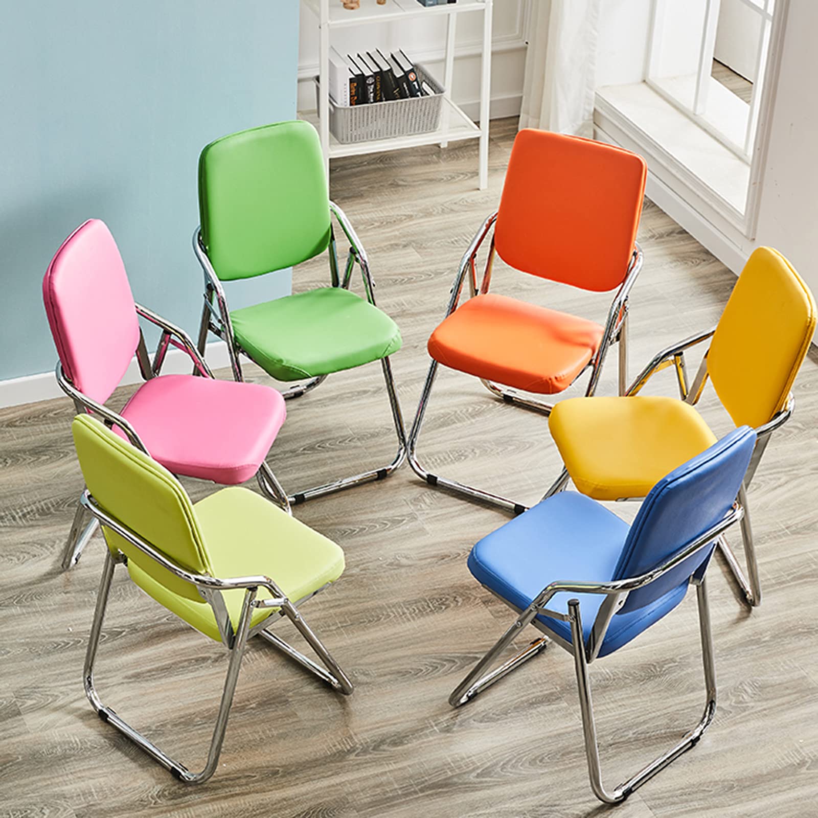 JHSLXD Folding Chair - Portable & Space-Saving Orange Chair for Home, Office, Dorm & Outdoor Use - Perfect for Dining, Meetings, Training, Reading & Lounging - Sturdy Backrest & Comfortable Seating Furniture