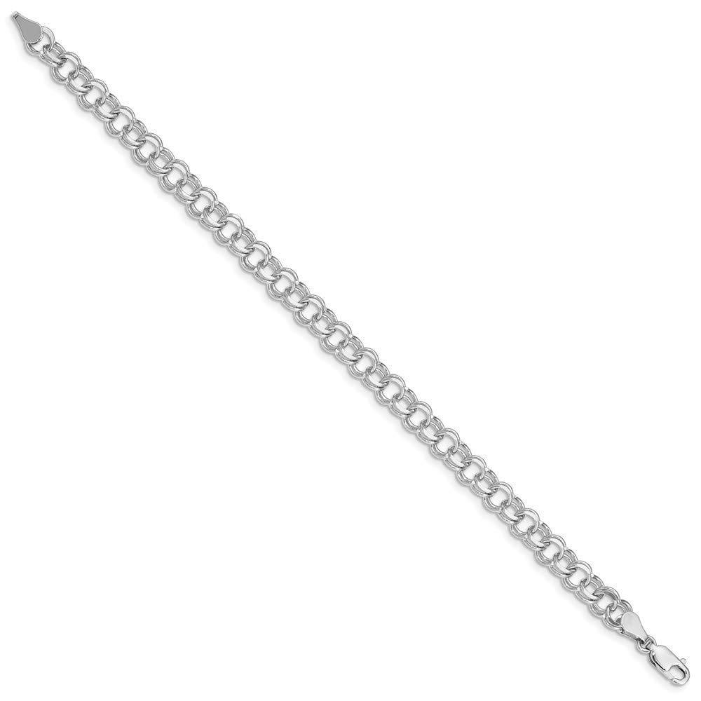14K Solid White Gold Double Link Chain Charm Bracelet for Women - Elegant & Durable Jewelry Gift for Birthday, Anniversary & Special Occasions