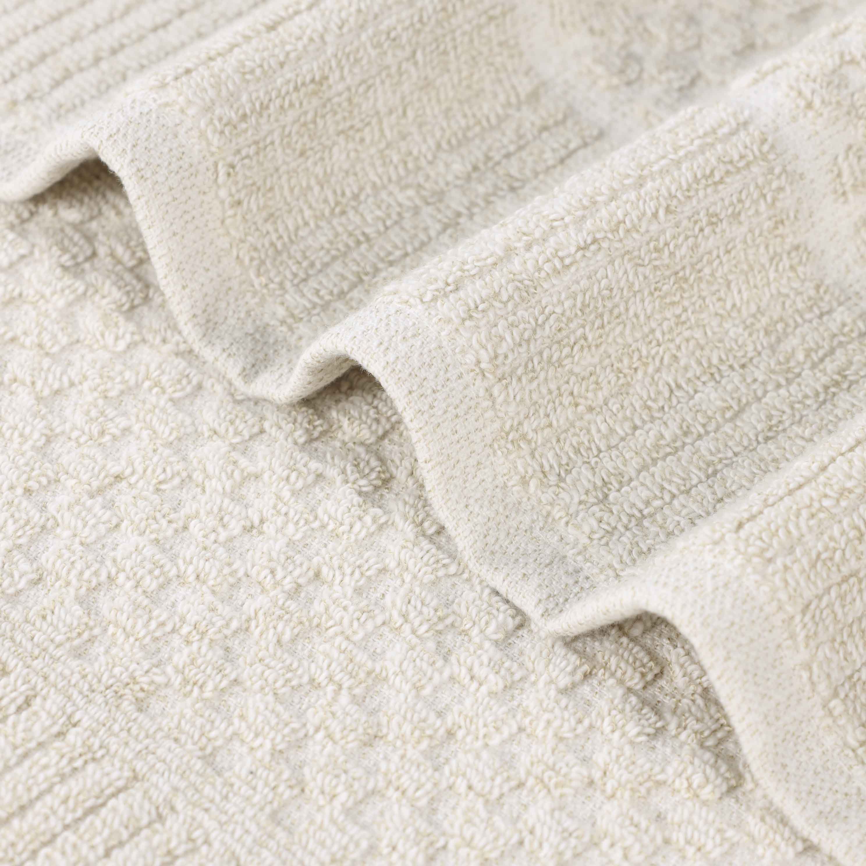 Soft Naples Cotton Blend Checkered & Ribbed Bath Towels Set of 2 - Extra Large Absorbent Bath Sheets for Spa, Beach & Luxury Bathroom