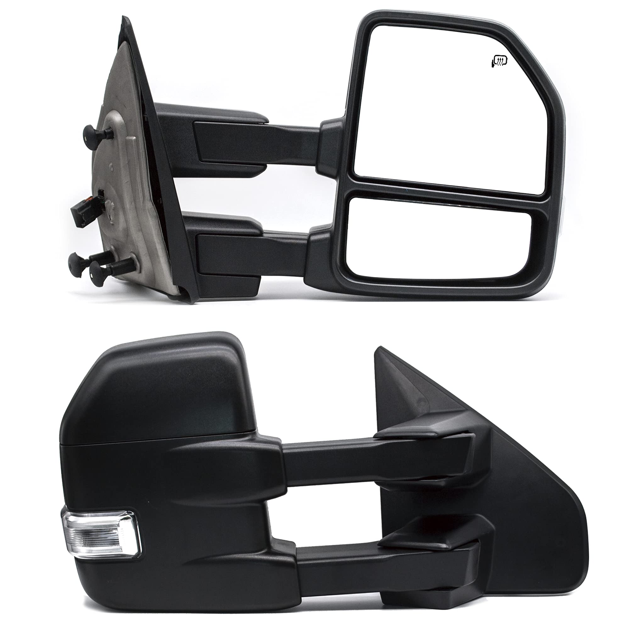 Upgraded Power Heated Towing Mirrors with LED Turn Signal & Puddle Light - Compatible with Ford F150 2004-2014 Models (Black Housing) - Perfect for Enhanced Visibility & Safety During Towing, Night Driving & Off-Road Adventures