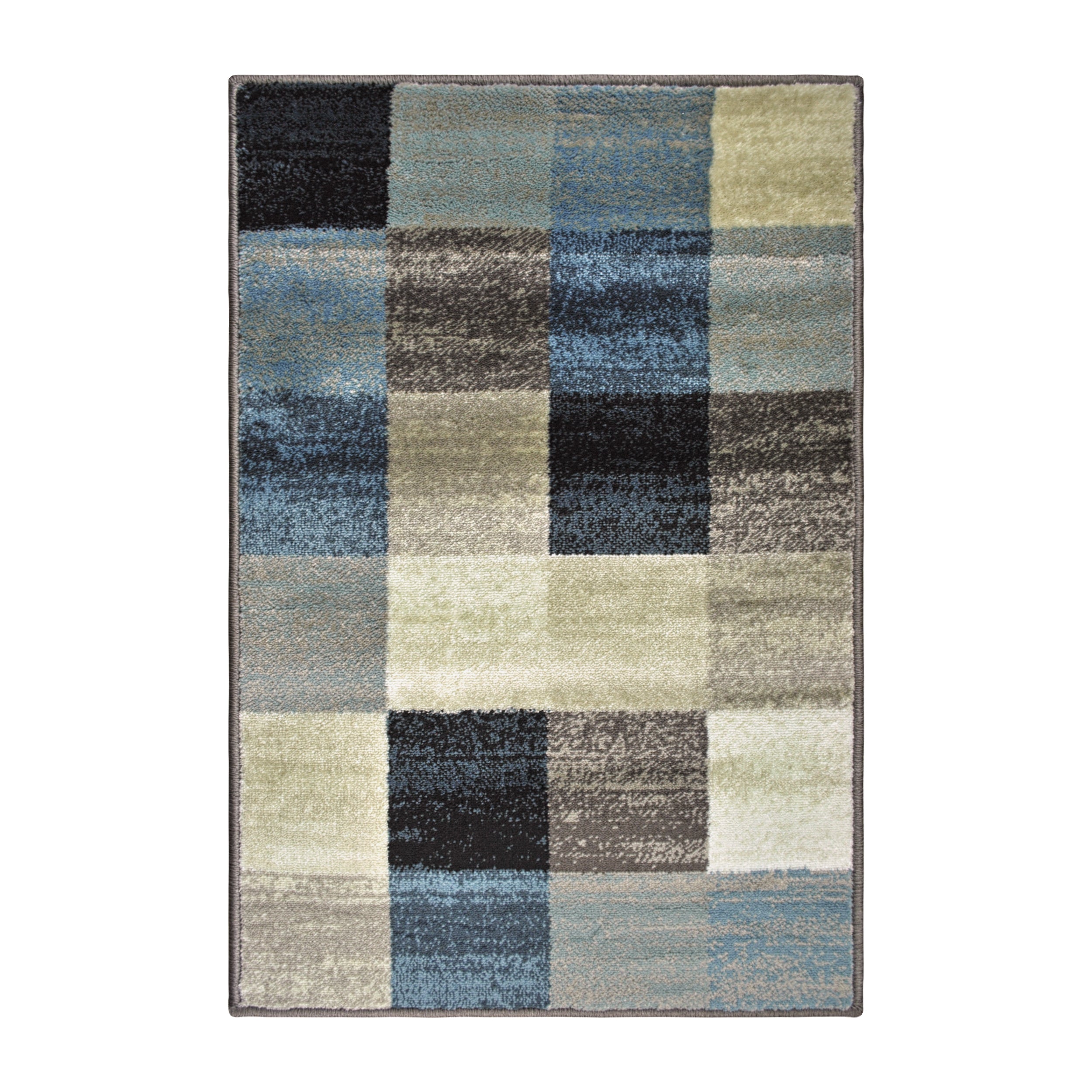 Stylish Rockway Geometric Checkered Block Indoor Area Rug - Non-Slip Floor Mat for Living Room, Bedroom, Office Decor - Perfect for Home, Apartment & Dorm Room