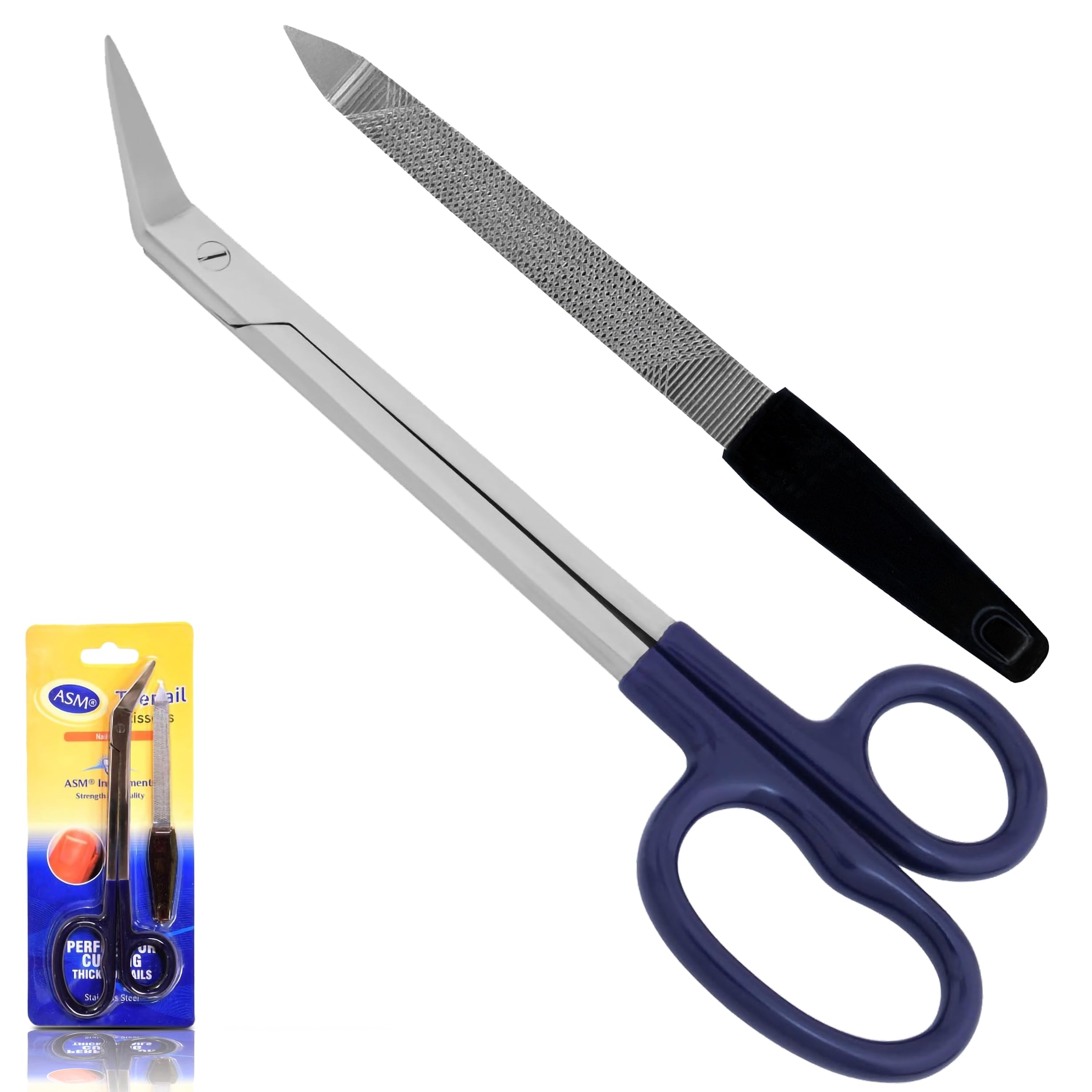 ASM® Extra Long Toe Nail Scissors & Clippers for Thick Nails - Professional Manicure Pedicure Tools for Seniors with Arthritis - 7