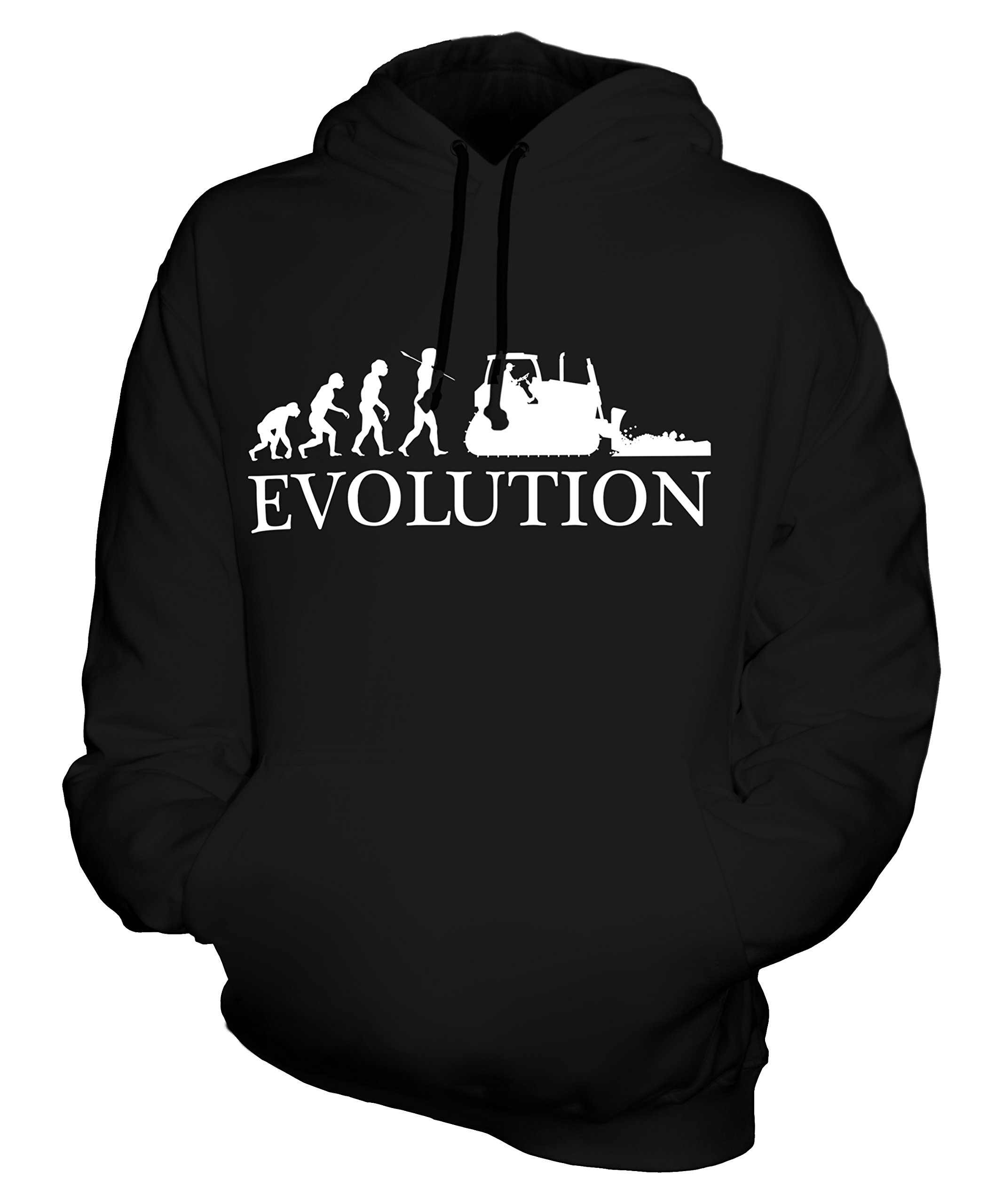 Unisex Bulldozer Evolution of Man Hoodie - Men's & Women's Graphic Pullover Sweatshirt - Perfect for Casual Wear, Street Style & Gifts