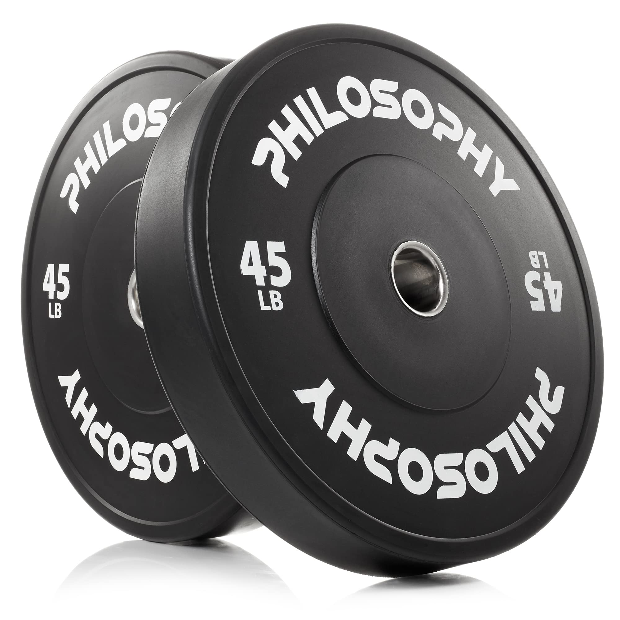 Olympic 2-Inch Rubber Bumper Plates - Set of 2 (Black) - Ideal for CrossFit, Weightlifting & Home Gym Workouts
