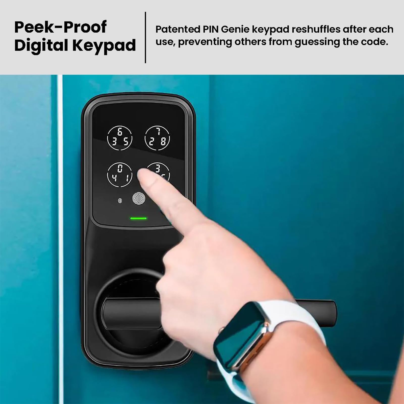 Lockly Secure Plus Smart Door Lock - Keyless Entry with Bluetooth, PIN Genie® Keypad & 3D Fingerprint Sensor | Auto-Locking Handle for Home Security | Perfect for Apartments, Vacation Homes & Smart Home Systems