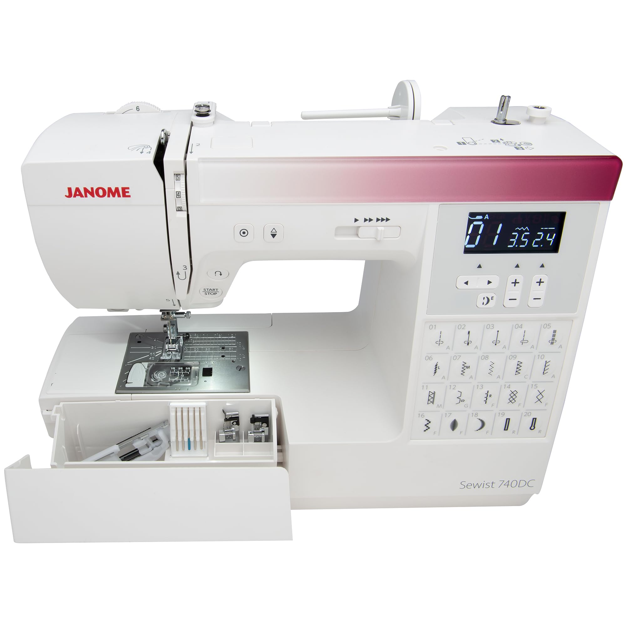 Janome 740DC Computerized Sewing Machine with 40 Built-in Stitches & Bonus Accessories Bundle - Perfect for Quilting, Dressmaking & Home DIY Projects