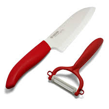 Kyocera Ceramic Santoku Knife & Vegetable Peeler Set - Ultra Sharp Japanese Kitchen Knife for Slicing, Dicing, and Chopping - Perfect for Home Chefs, Meal Prep, and Professional Cooking