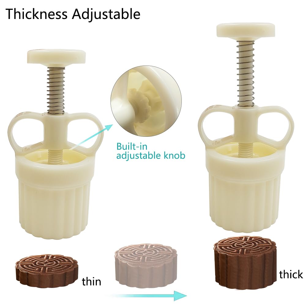 63g & 75g Mooncake Mold Press with 12 Floral Stamps - Premium DIY Moon Cake Maker for Mid-Autumn Festival, Hand Press Cookie Mould for Homemade Desserts - Perfect for Holiday Baking, Family Gatherings & Gift Making