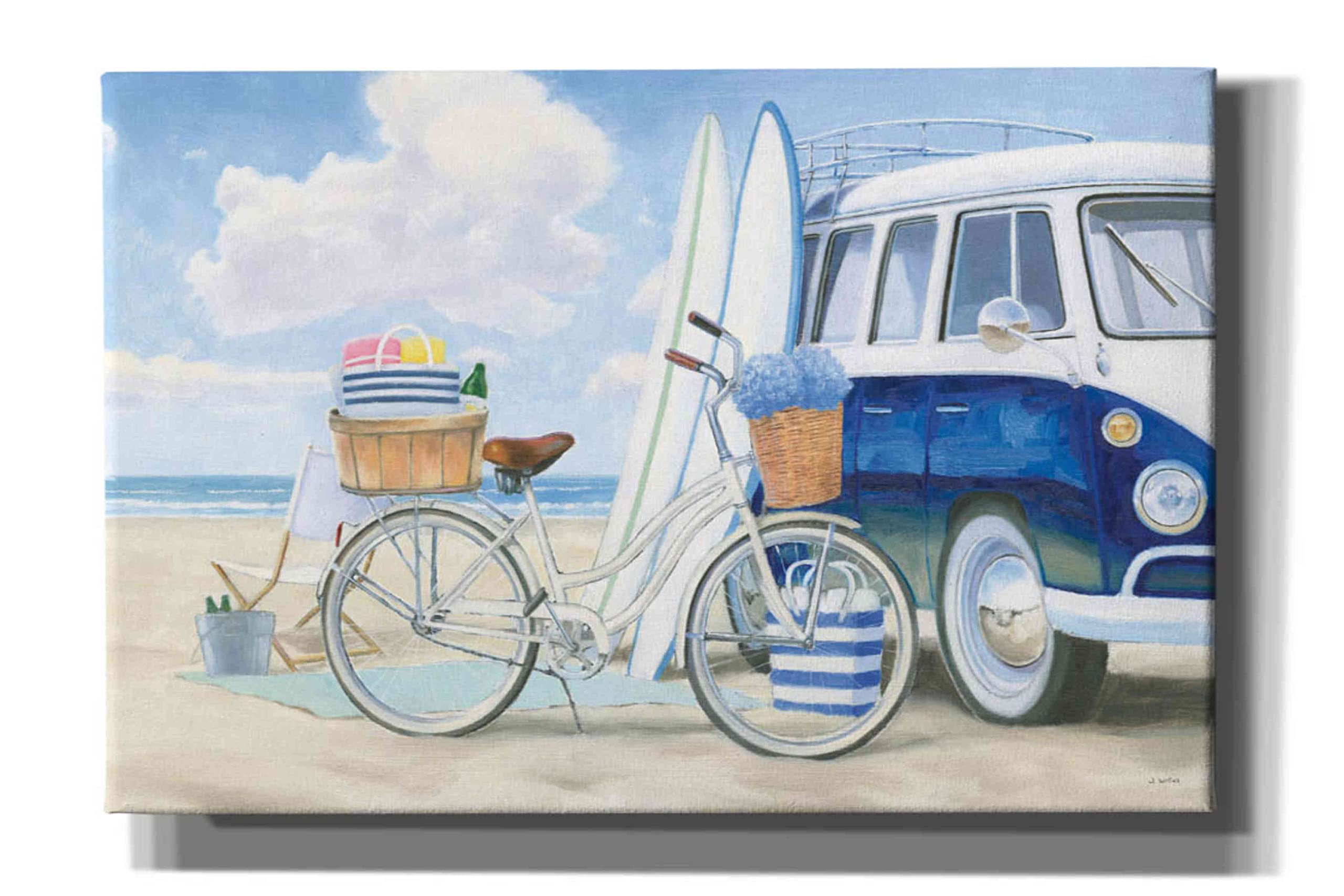 Epic Graffiti 'Beach Time I' by James Wiens - Large 60x40 Inch Canvas Wall Art for Living Room, Bedroom & Office Decor - Vibrant Beach Scene Painting for Coastal & Modern Home Interiors