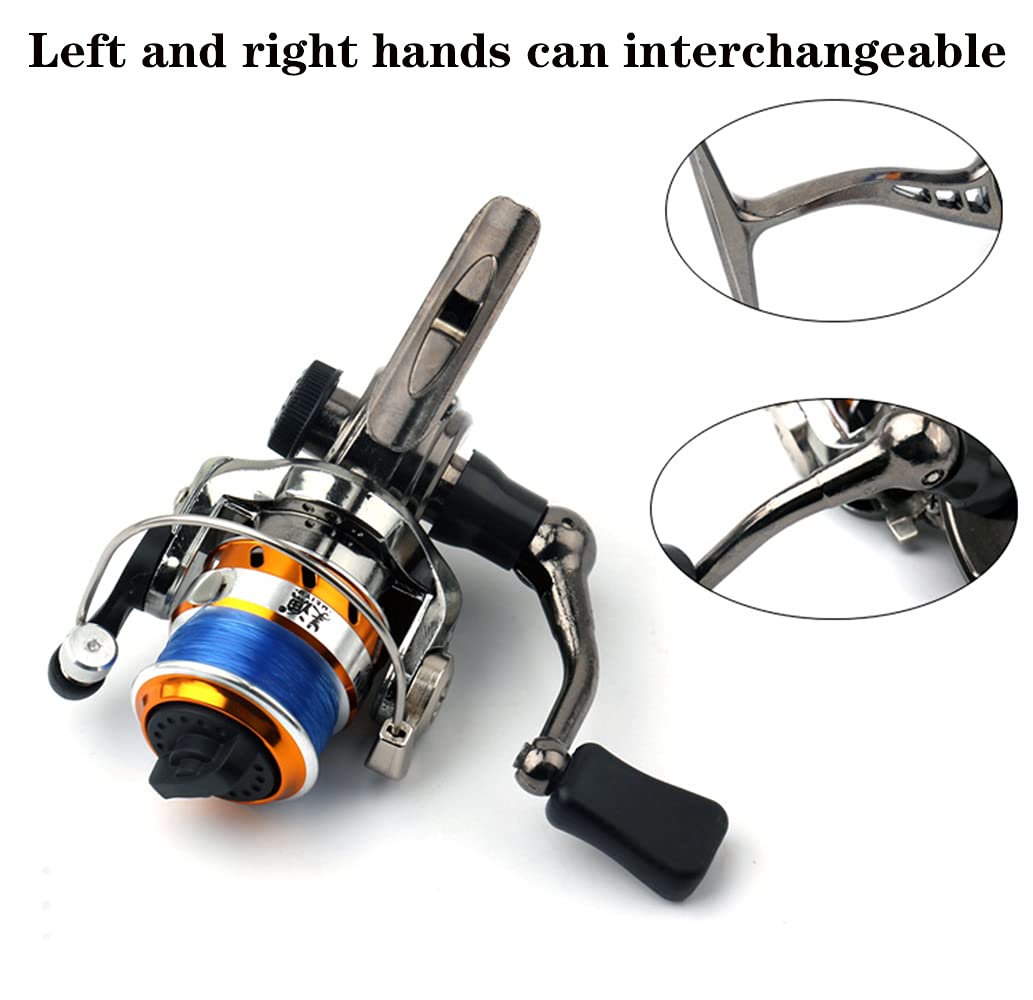 JOTOUCH Mini 6 Coil Stainless Steel Elastic Fishing Rod with 4.3:1 Spinning Reel Combo - Adjustable Aluminum Alloy Handle Fishing Pole for River, Lake, Reservoir & Ice Fishing - Perfect for Beginners & Travel Fishing