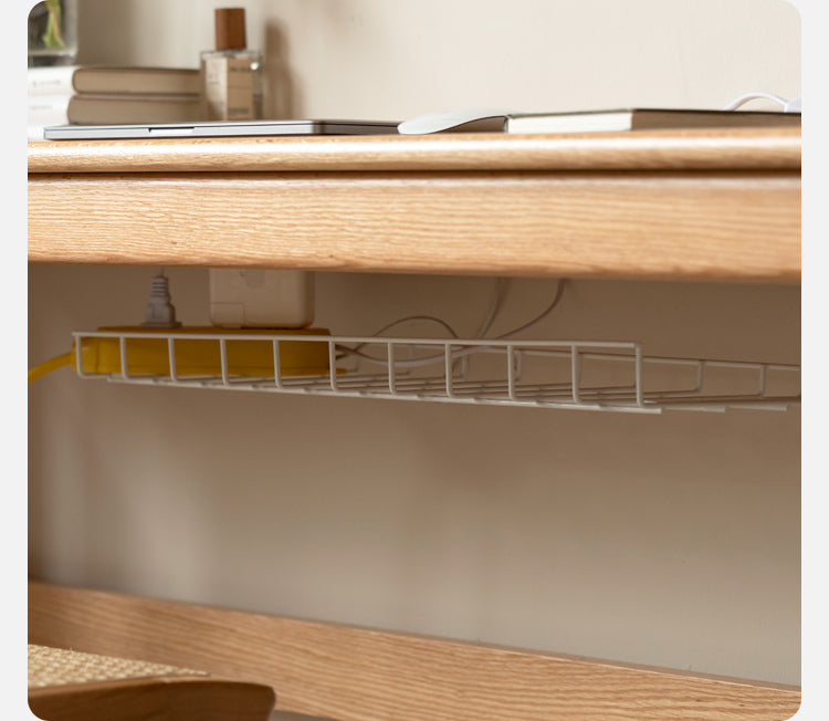 Solid Oak and Poplar Wood Long Narrow Desk - Modern Minimalist Home Office Writing Table for Small Spaces | Perfect for Study, Work, and Laptop Use