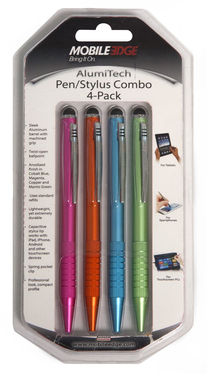 2-in-1 Stylus Pen for Touch Screens - High Precision Stylus Compatible with Apple iPad, iPhone, Android Tablets & Smartphones - 4-Pack Set for Drawing, Note Taking & Digital Signatures (MEASPA4)
