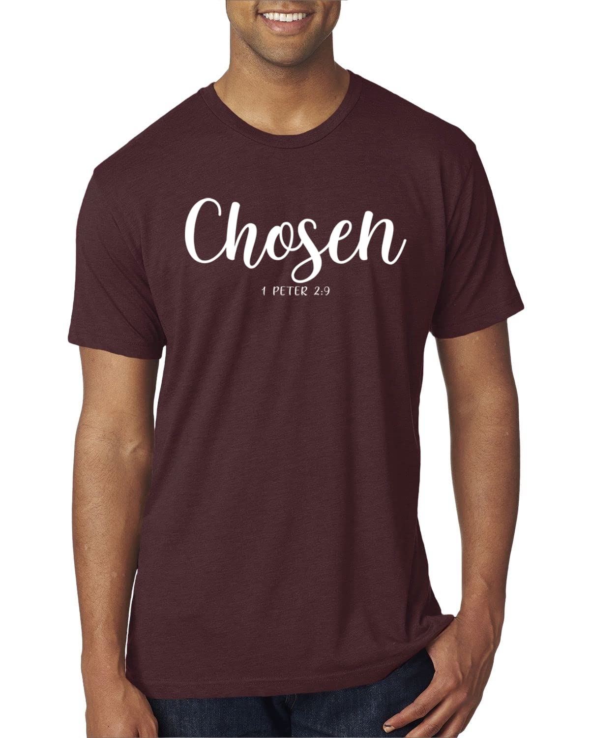 Chosen 1 Peter 2:9 Christian Men's Premium Tri-Blend T-Shirt - Inspirational Bible Verse Tee for Church, Worship & Daily Faith Wear