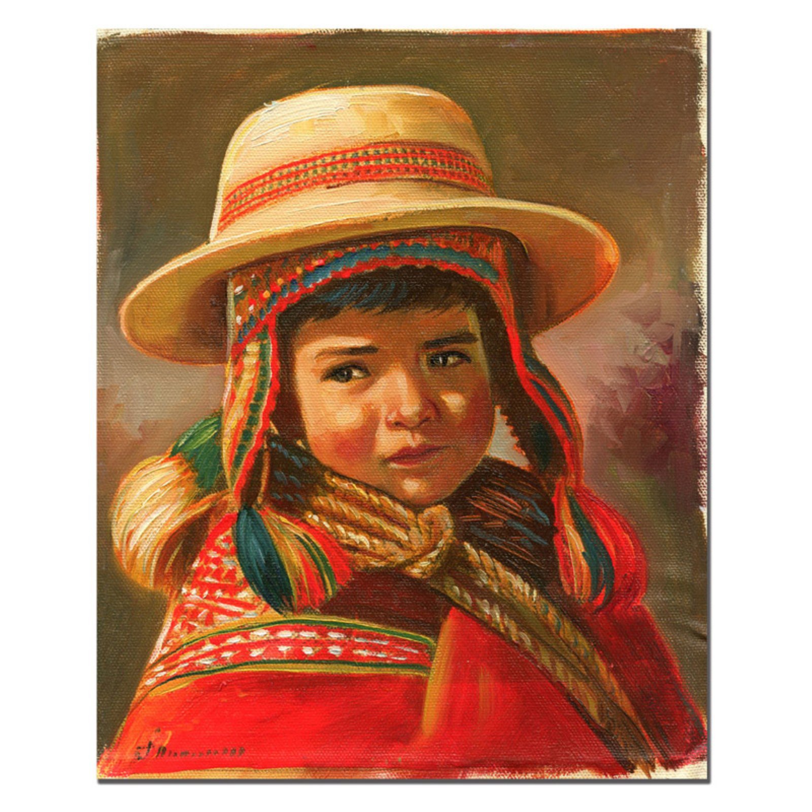 Trademark Art Nino Andino Canvas Wall Art by Jimenez - 14x19 Inch Hand-Painted Canvas Print - Perfect for Living Room, Bedroom & Office Decor