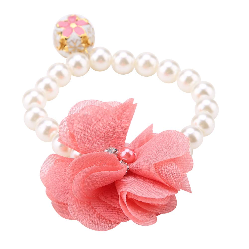 Elegant Pearl Flower Pet Collar - Adjustable Elastic Cat & Dog Choker Necklace Jewelry for Puppies | Perfect for Parties, Photos & Special Occasions
