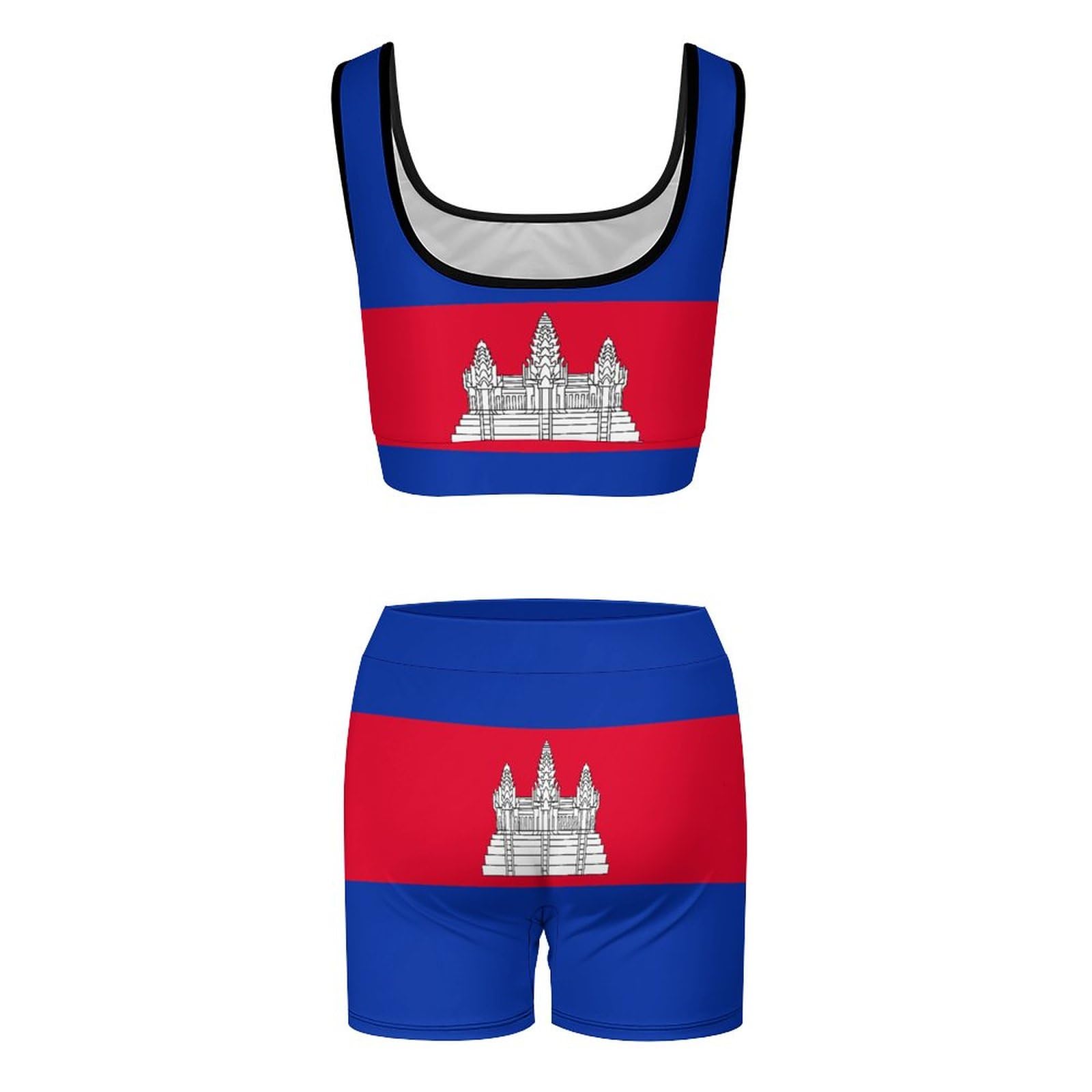Bahamas Flag Women's Yoga Outfit - 2 Piece Sports Shorts & Sports Bra Vest Set for Gym, Workout & Activewear | Perfect for Yoga, Running & Fitness Training