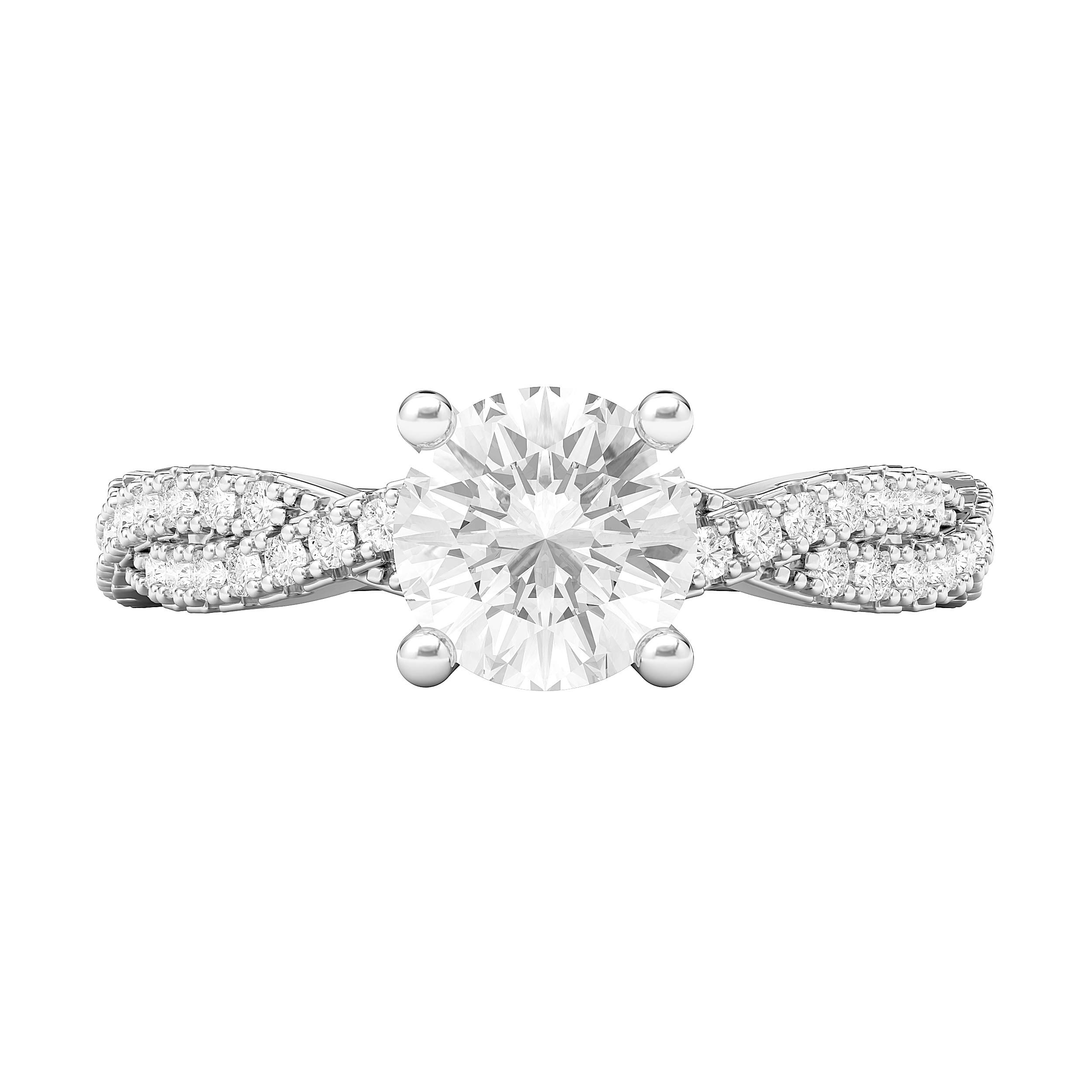 1.0 CT Sterling Silver Twisted Vine Engagement Ring with Simulated Diamond or Moissanite Side Stones - Perfect for Wedding, Proposal & Anniversary Gifts