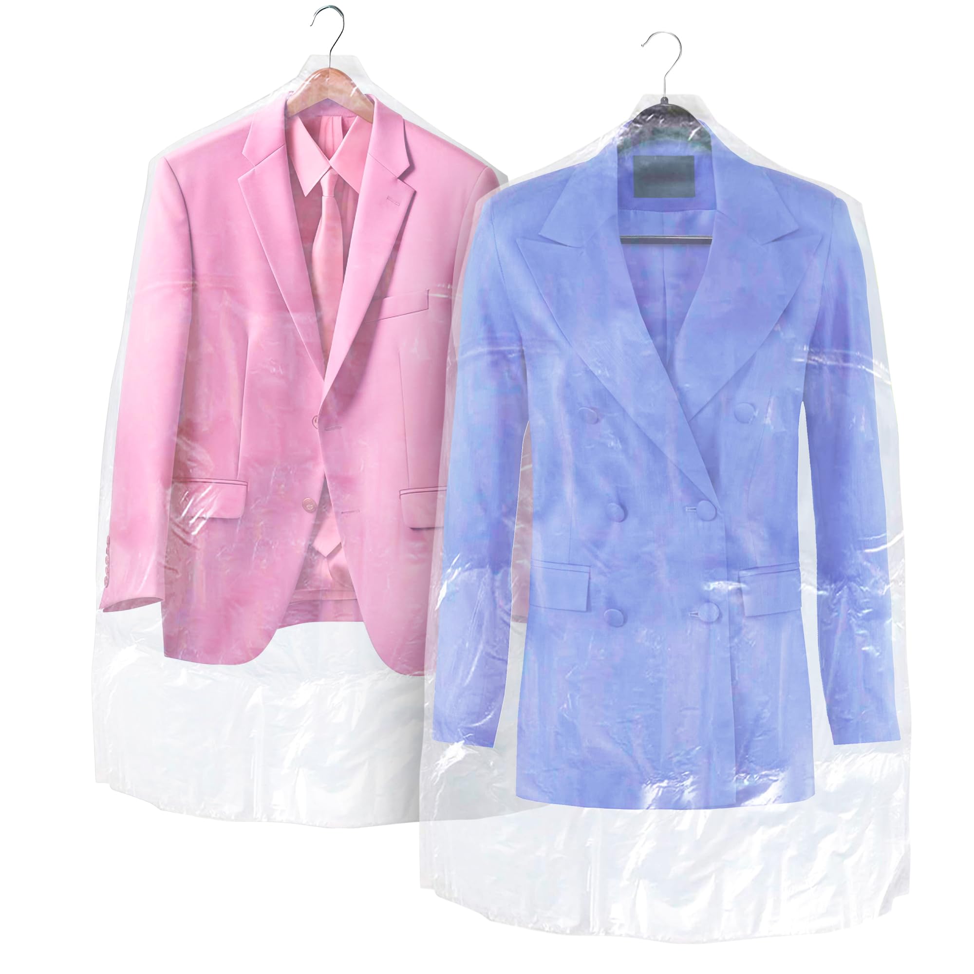 420 Clear Plastic Garment Bags for Hanging Clothes - Roll with Hanger Holes, 21