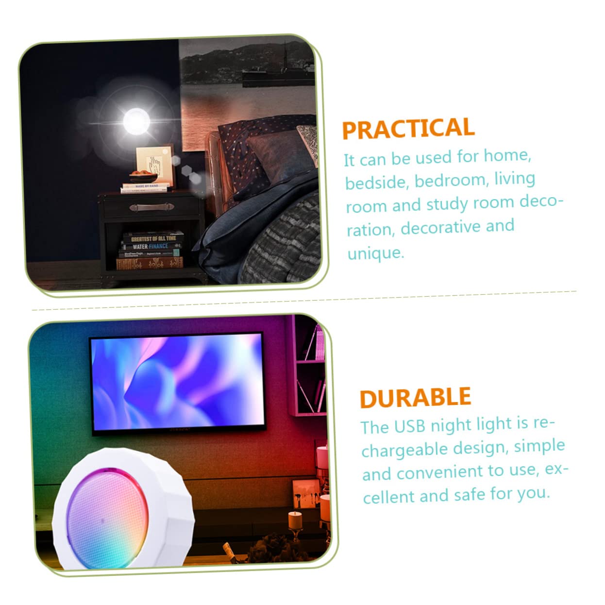 Garneck 4-Pack Dimmable LED Night Lights - USB Rechargeable, Warm White Bedside Lamp for Kids & Adults - Perfect for Nursery, Bedroom, Hallway & Bathroom Night Lighting