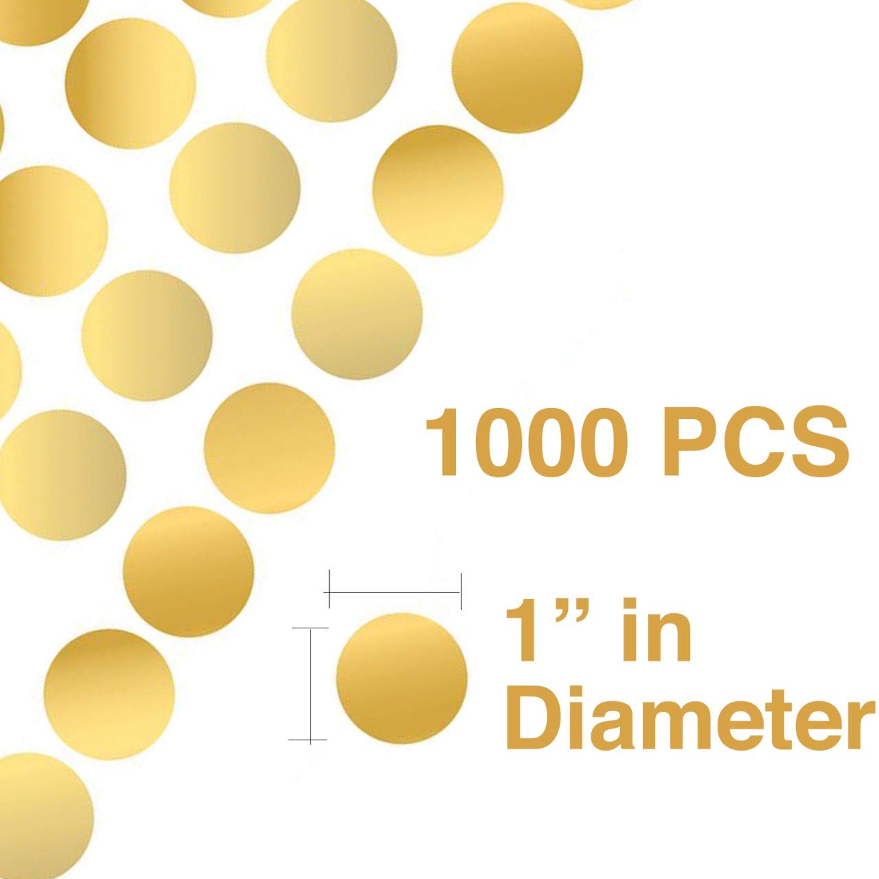Performore Gold Circle Stickers - 1 Inch Round Metallic Labels for Envelopes, Seals & Crafts - 1000 Gold Dot Stickers per Roll - Perfect for Wedding Invitations, Gift Wrapping & Scrapbooking